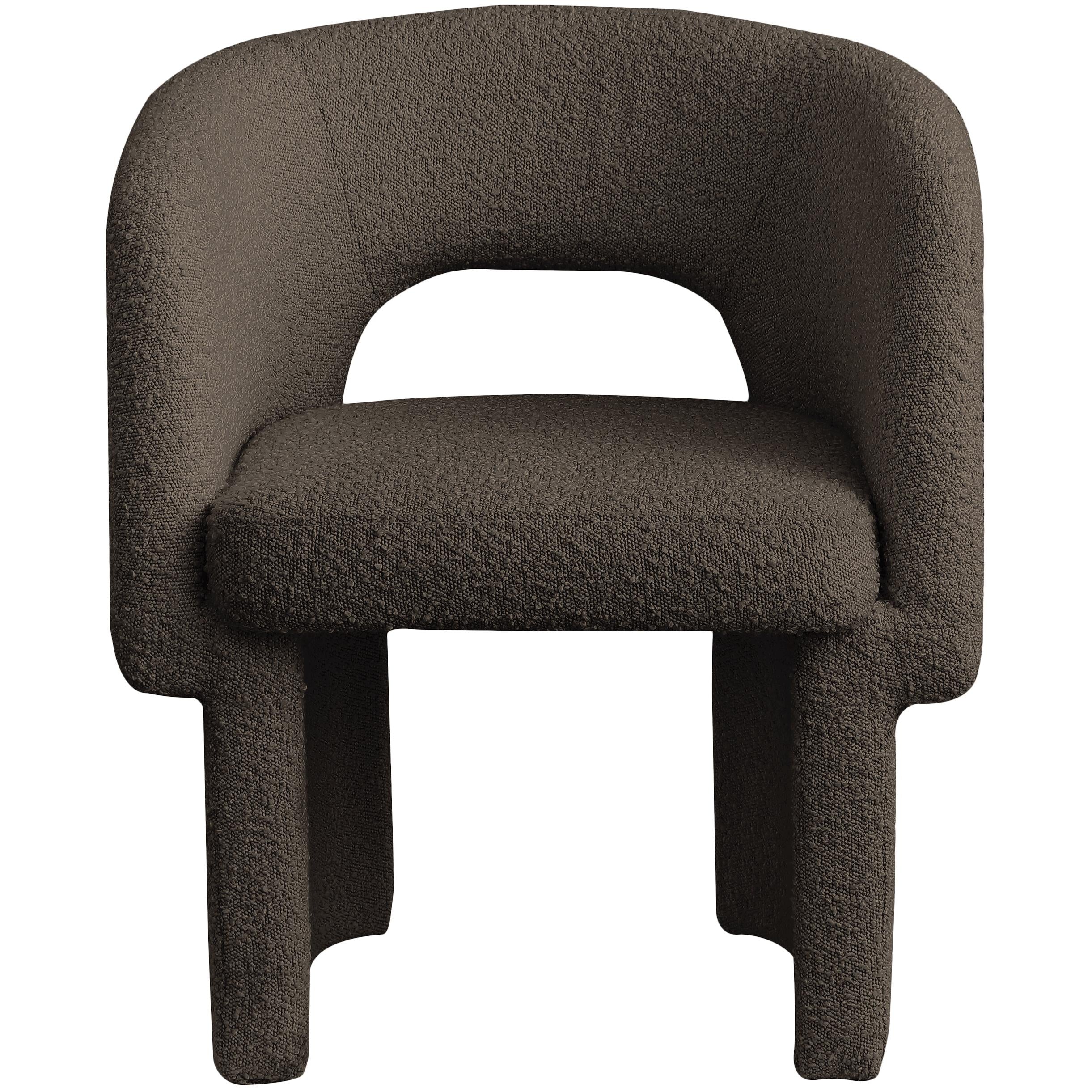 Meridian Emmet Brown Boucle Fabric Dining Chair / Accent Chair