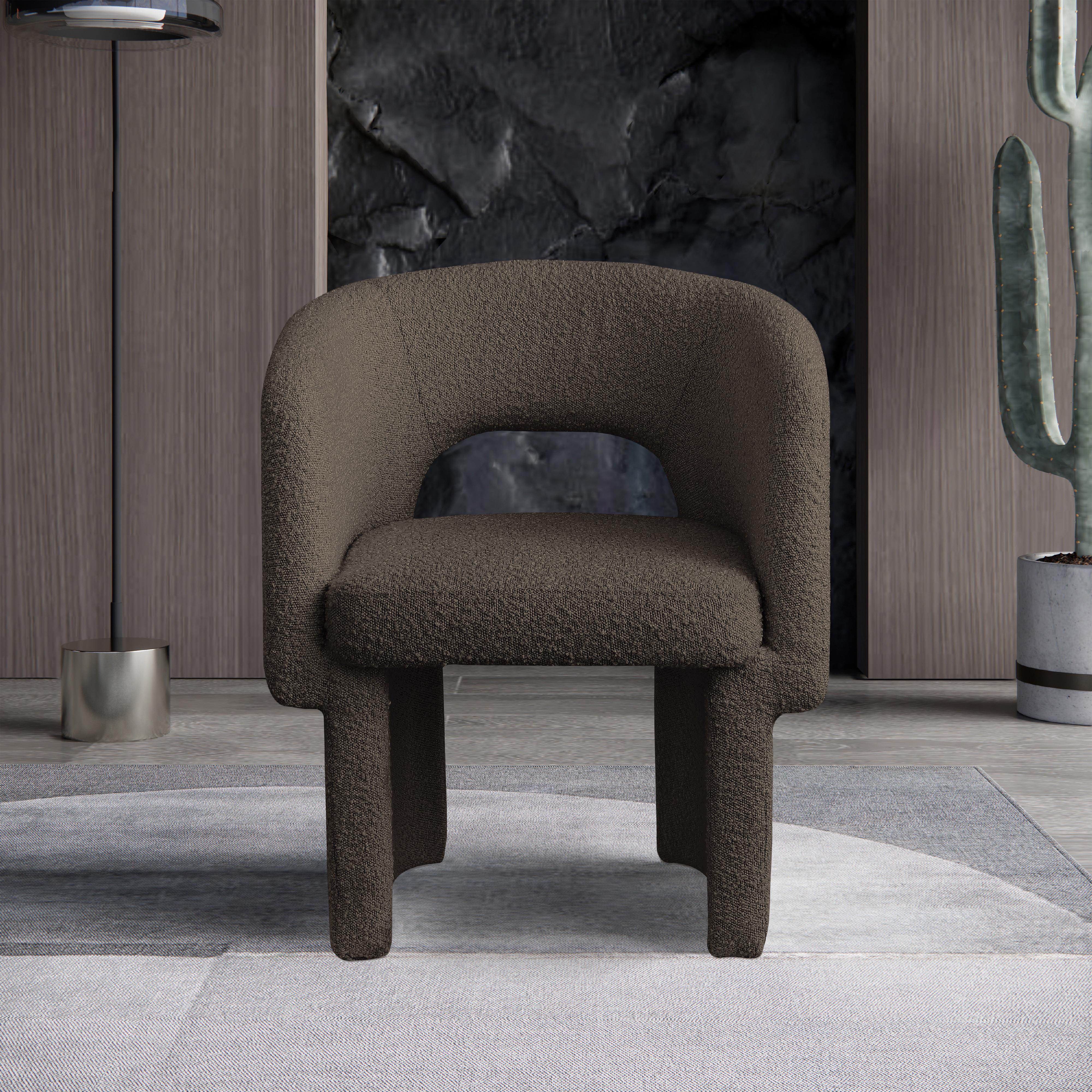 Meridian Emmet Brown Boucle Fabric Dining Chair / Accent Chair