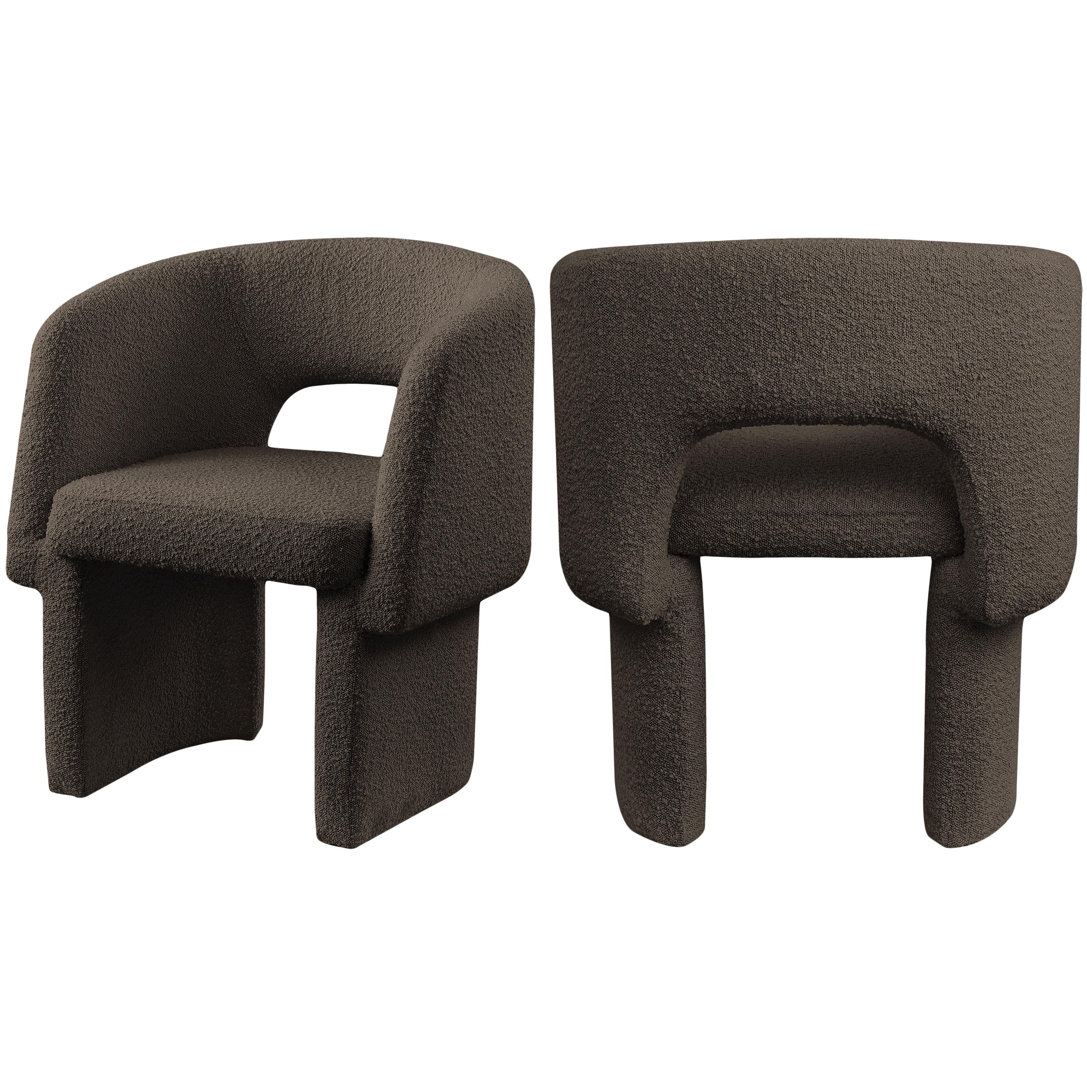 Meridian Emmet Brown Boucle Fabric Dining Chair / Accent Chair