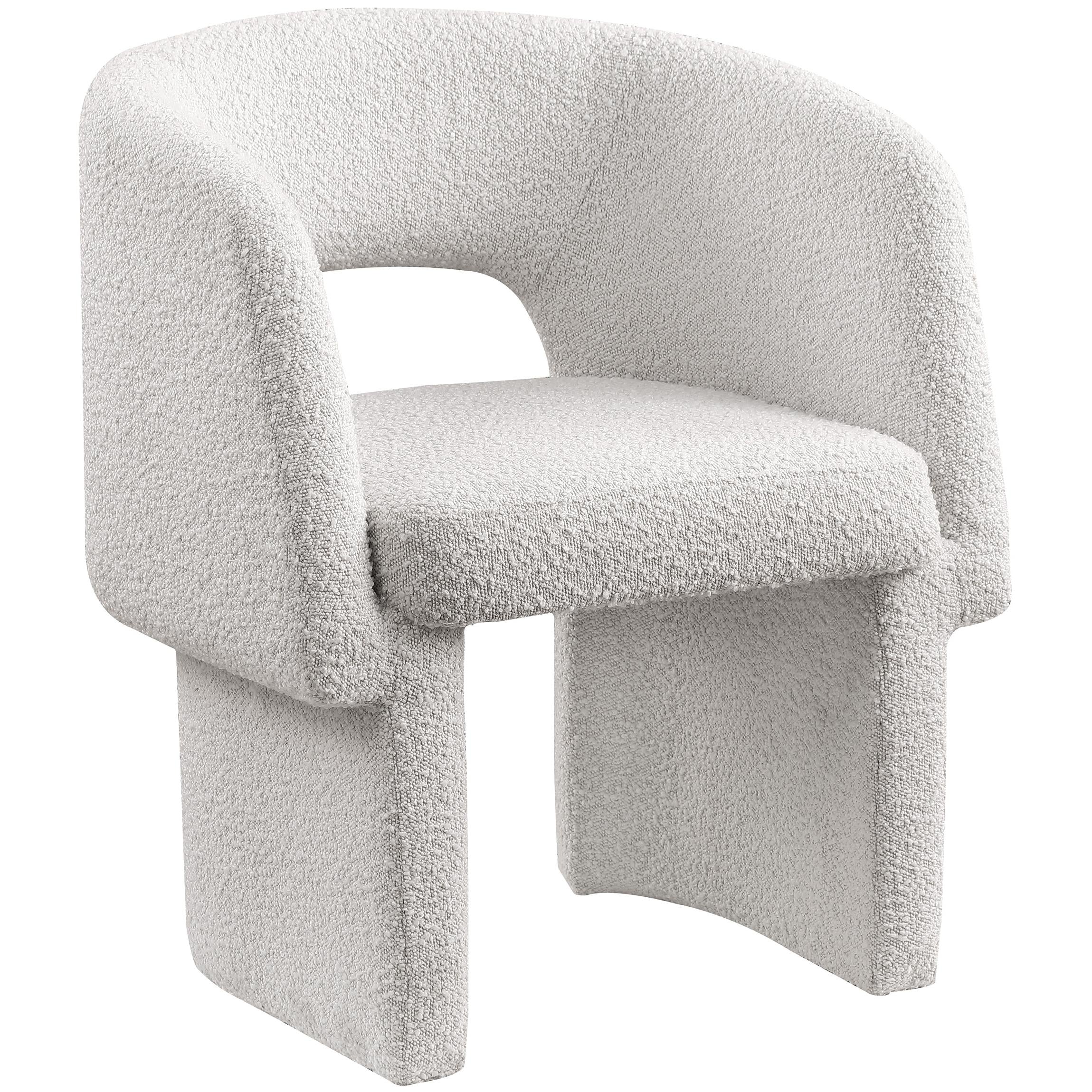 Meridian Emmet Cream Boucle Fabric Dining Chair / Accent Chair
