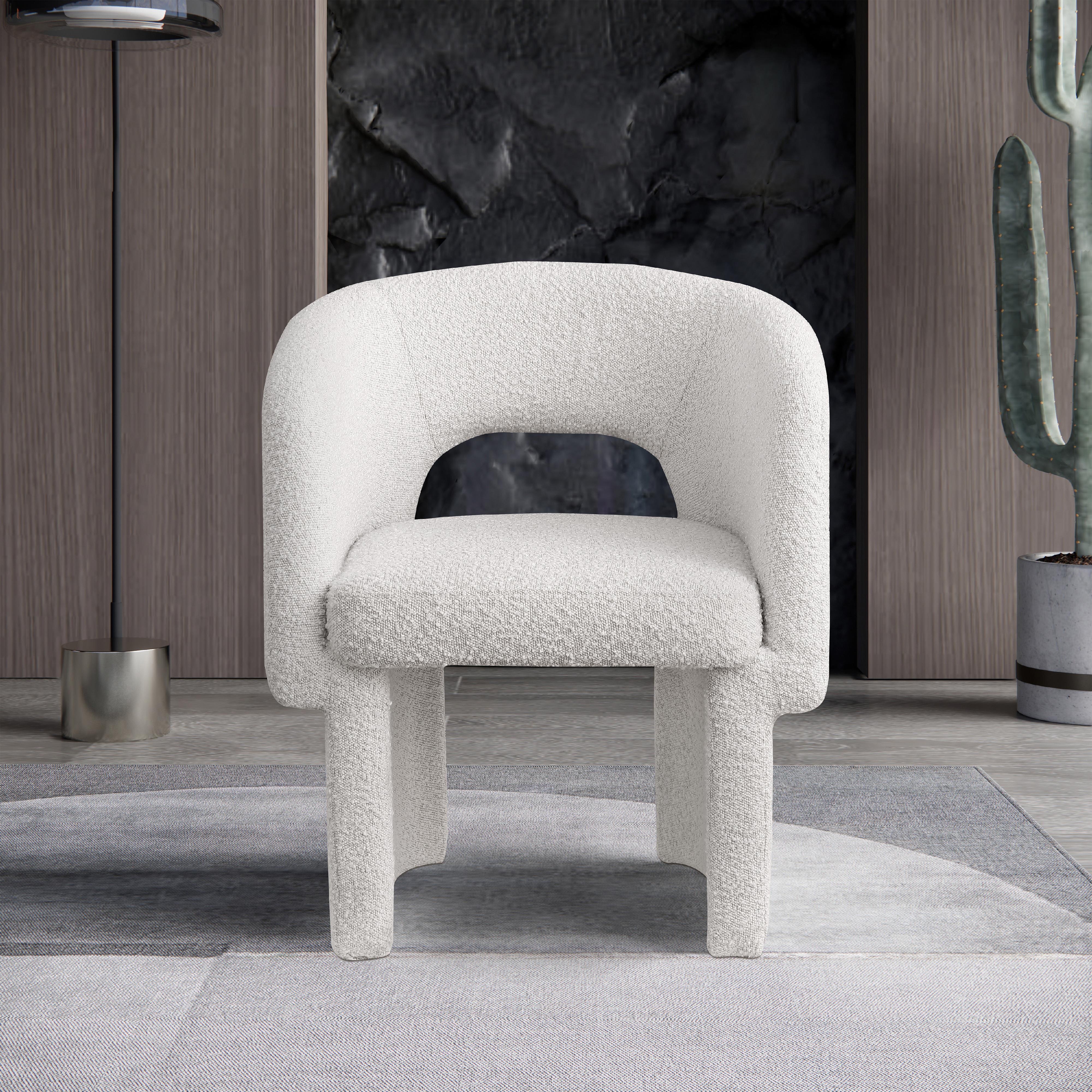 Meridian Emmet Cream Boucle Fabric Dining Chair / Accent Chair