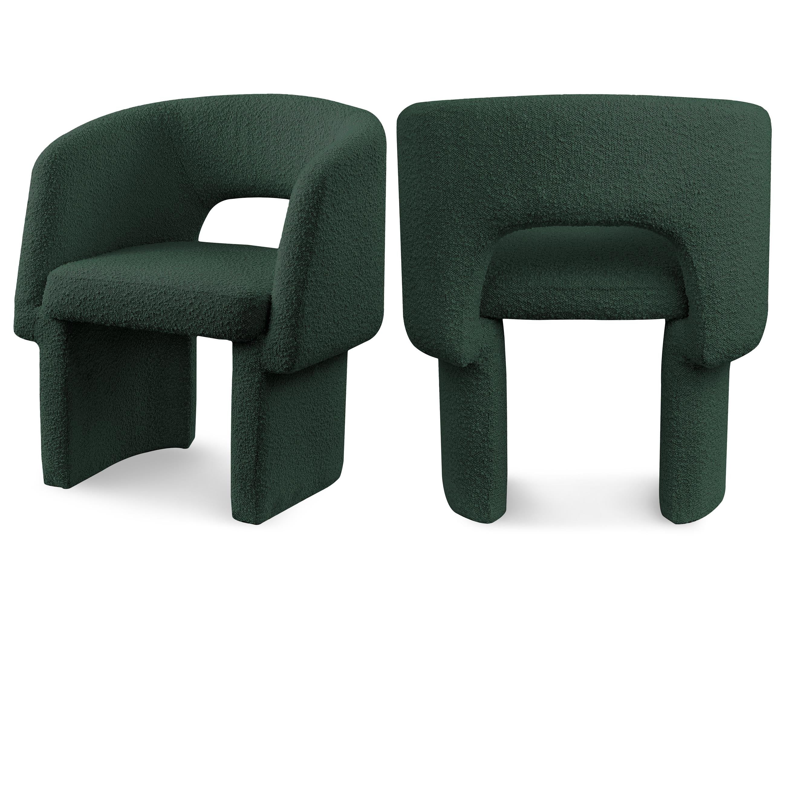 Meridian Emmet Green Boucle Fabric Dining Chair / Accent Chair