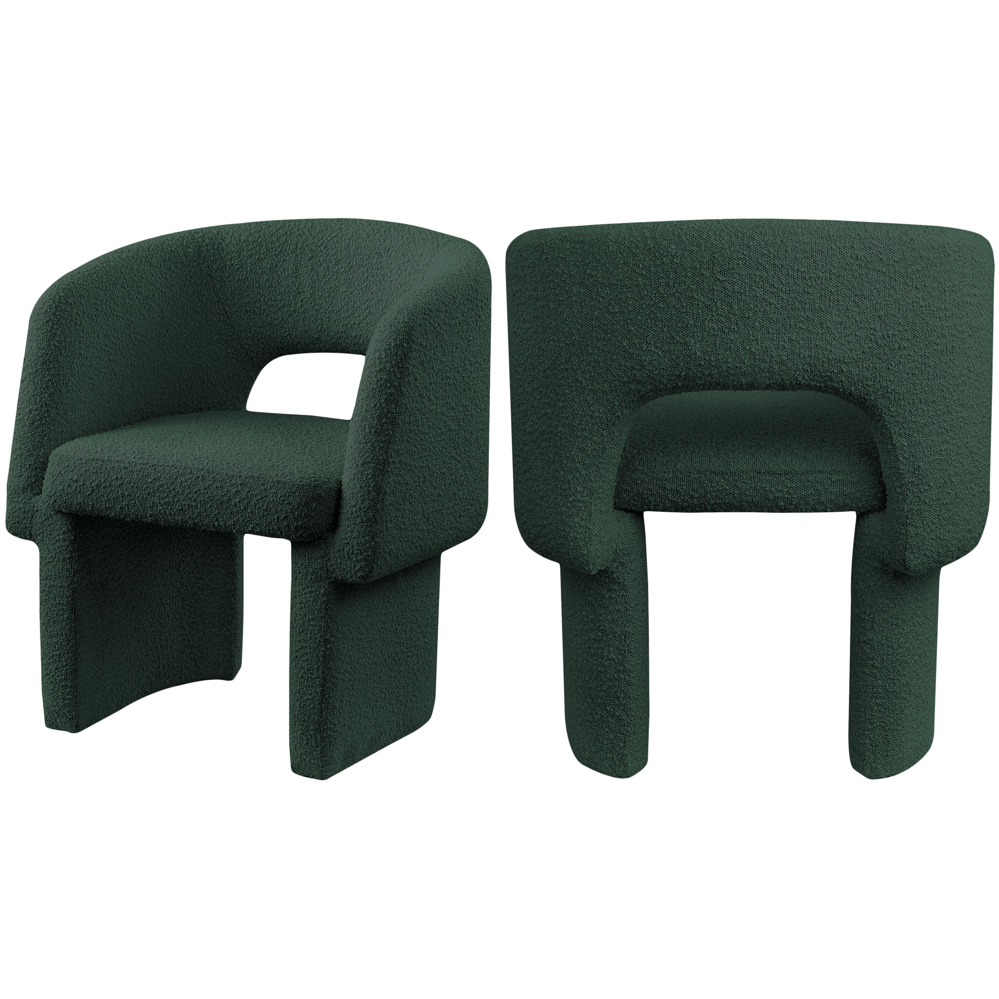 Meridian Emmet Green Boucle Fabric Dining Chair / Accent Chair