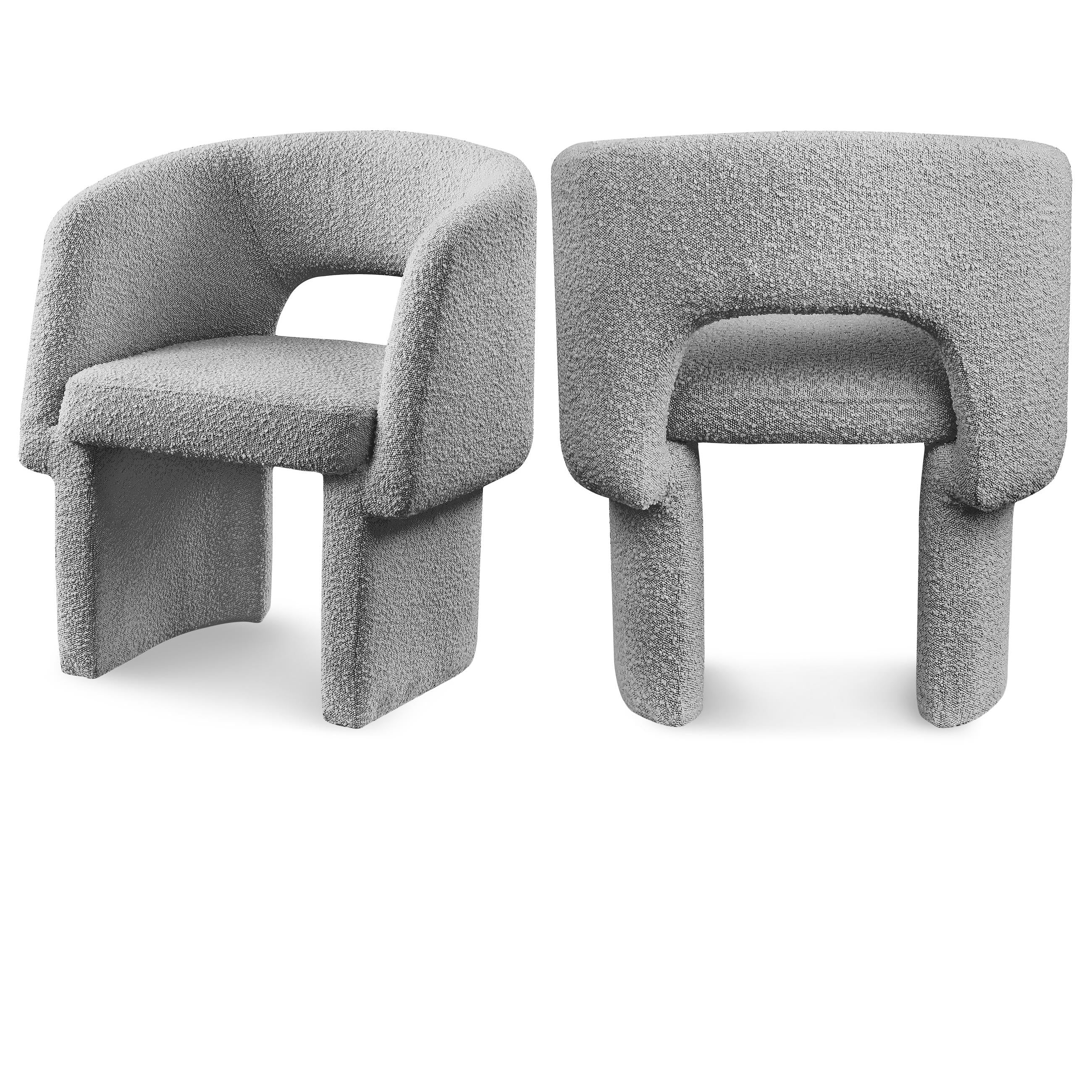 Meridian Emmet Grey Boucle Fabric Dining Chair / Accent Chair