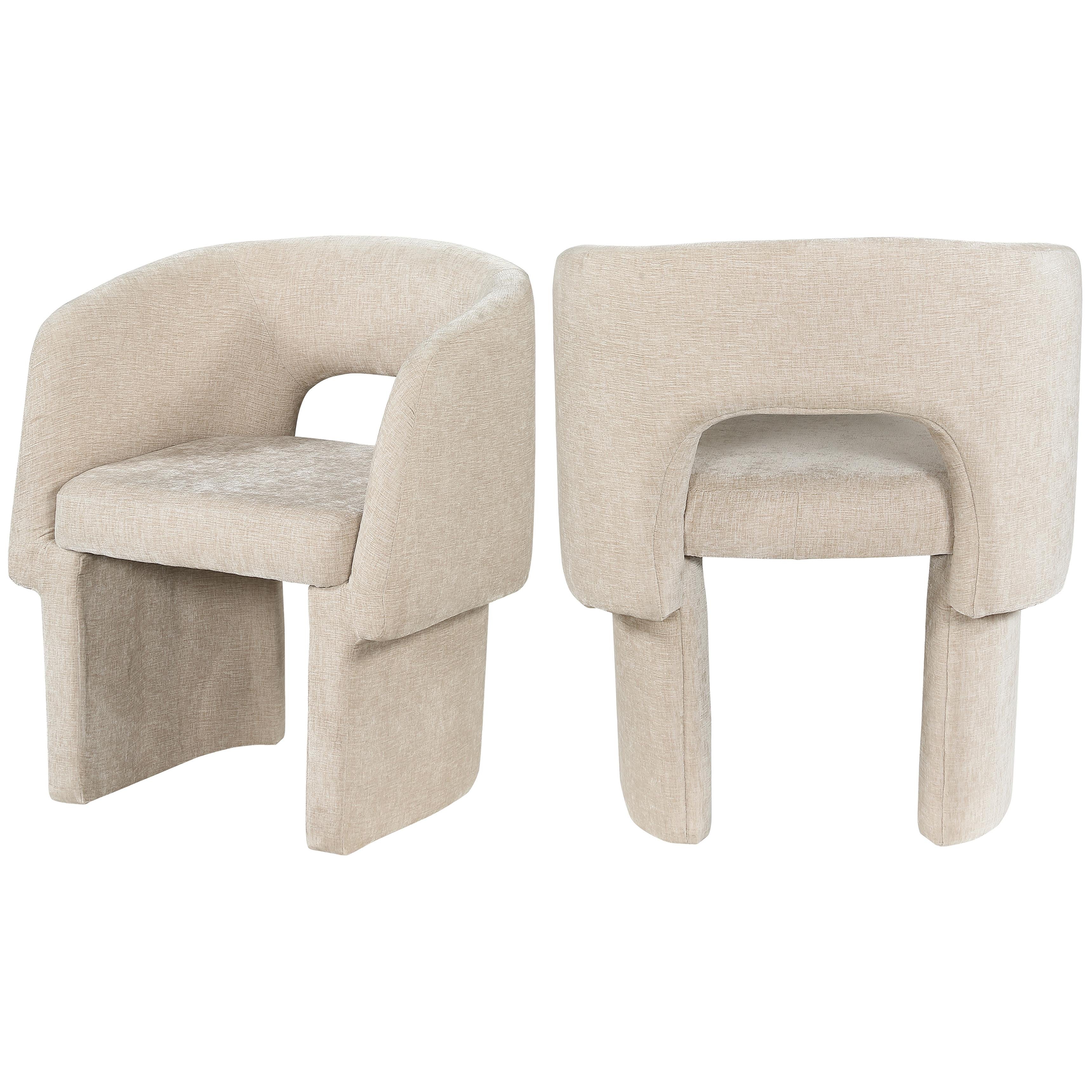 Meridian Emmet Beige Chenille Fabric Dining Chair / Accent Chair