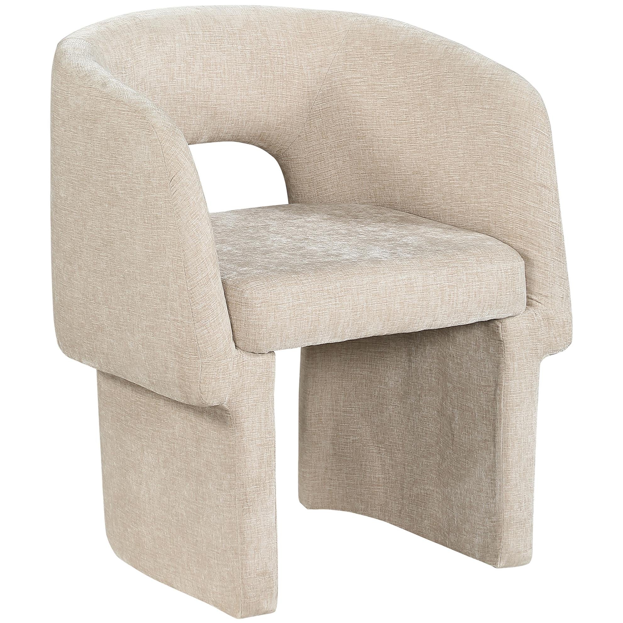 Meridian Emmet Beige Chenille Fabric Dining Chair / Accent Chair