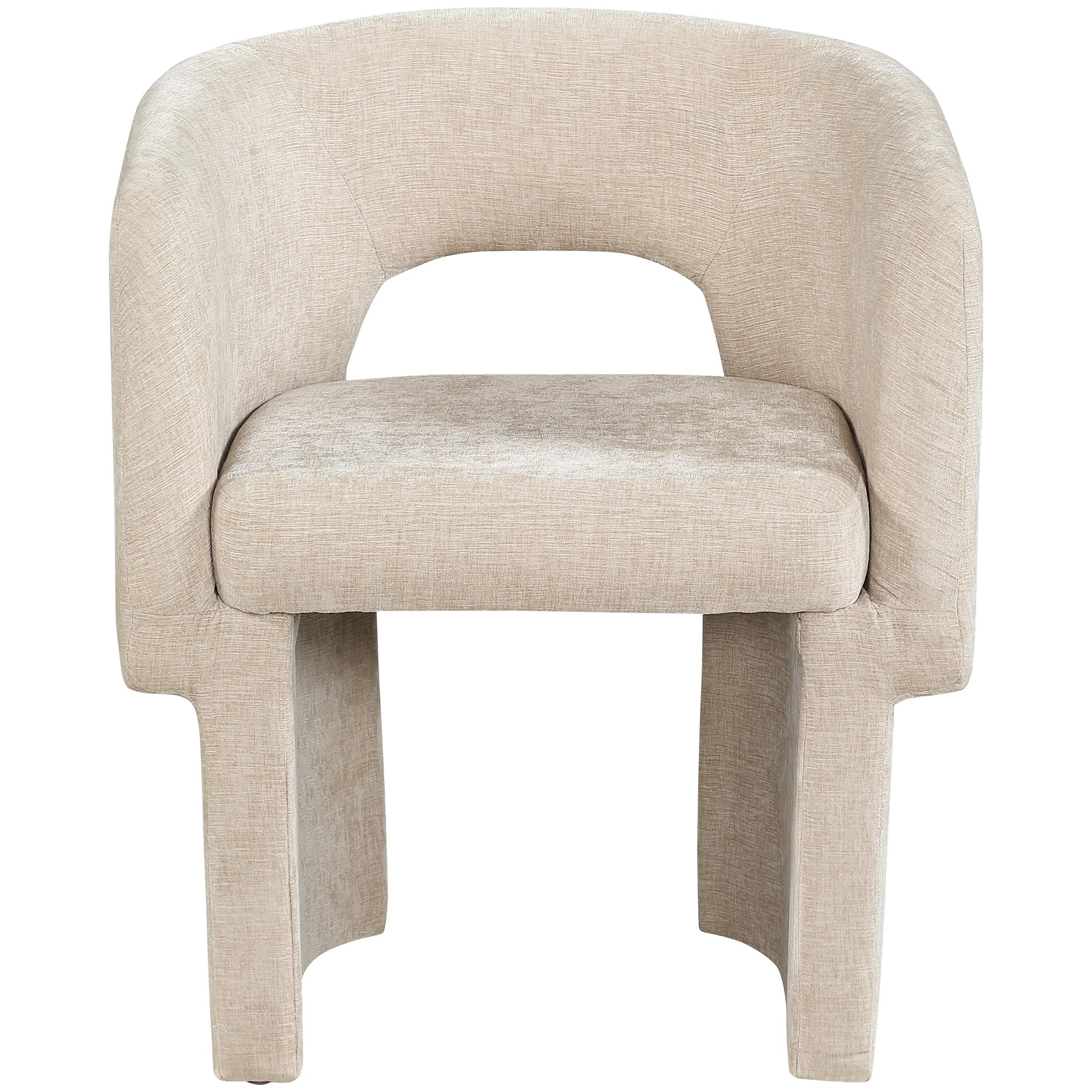 Meridian Emmet Beige Chenille Fabric Dining Chair / Accent Chair