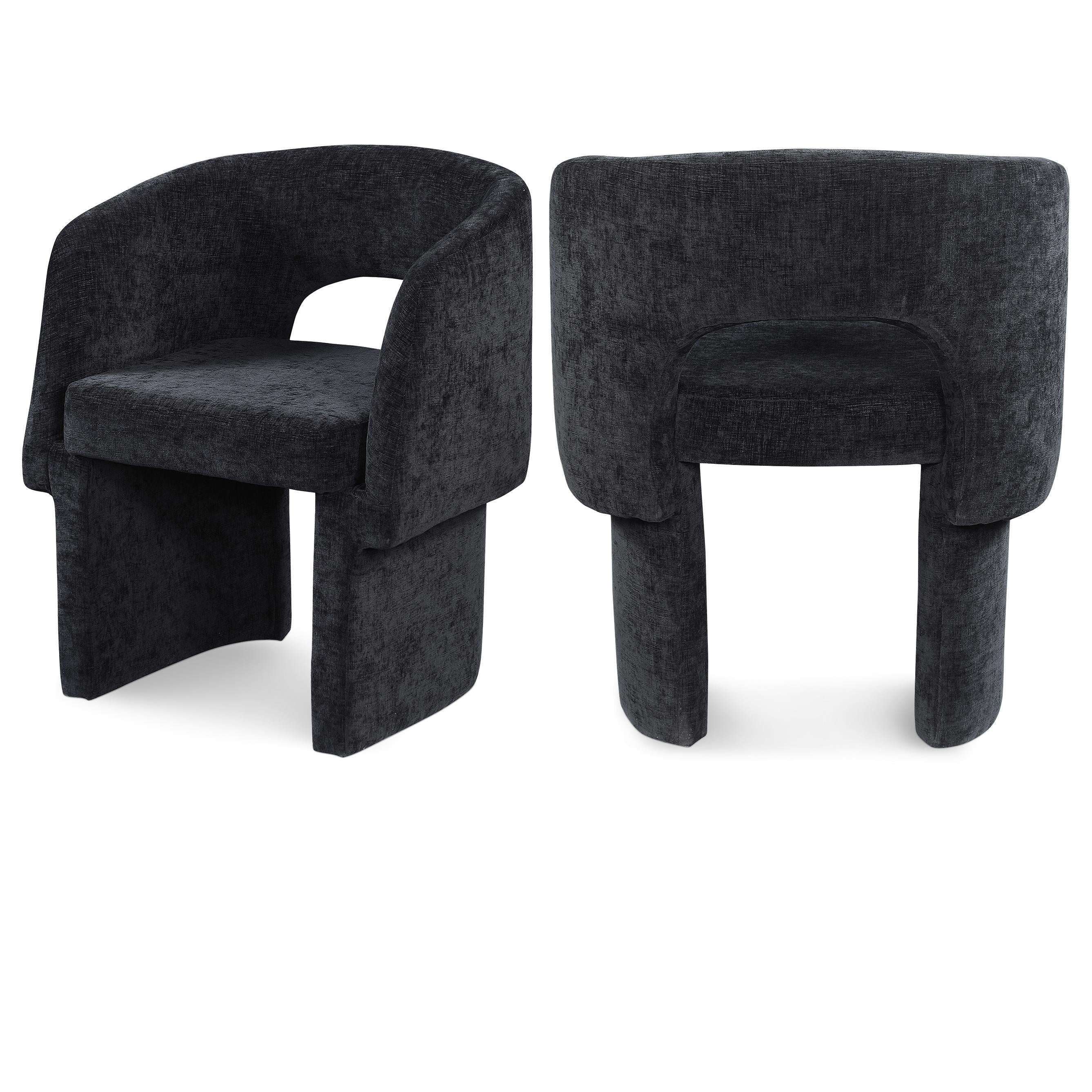 Meridian Emmet Black Chenille Fabric Dining Chair / Accent Chair