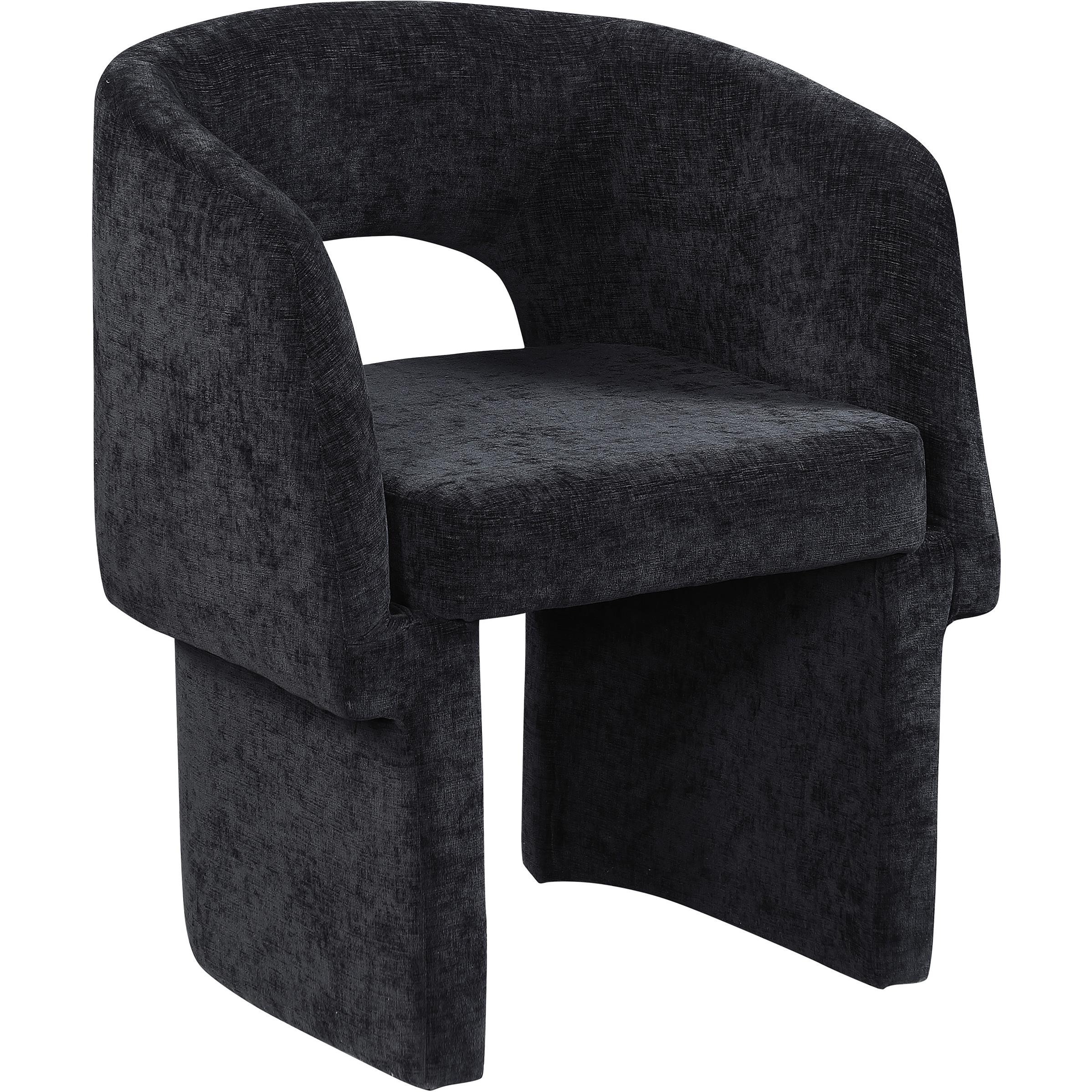 Meridian Emmet Black Chenille Fabric Dining Chair / Accent Chair