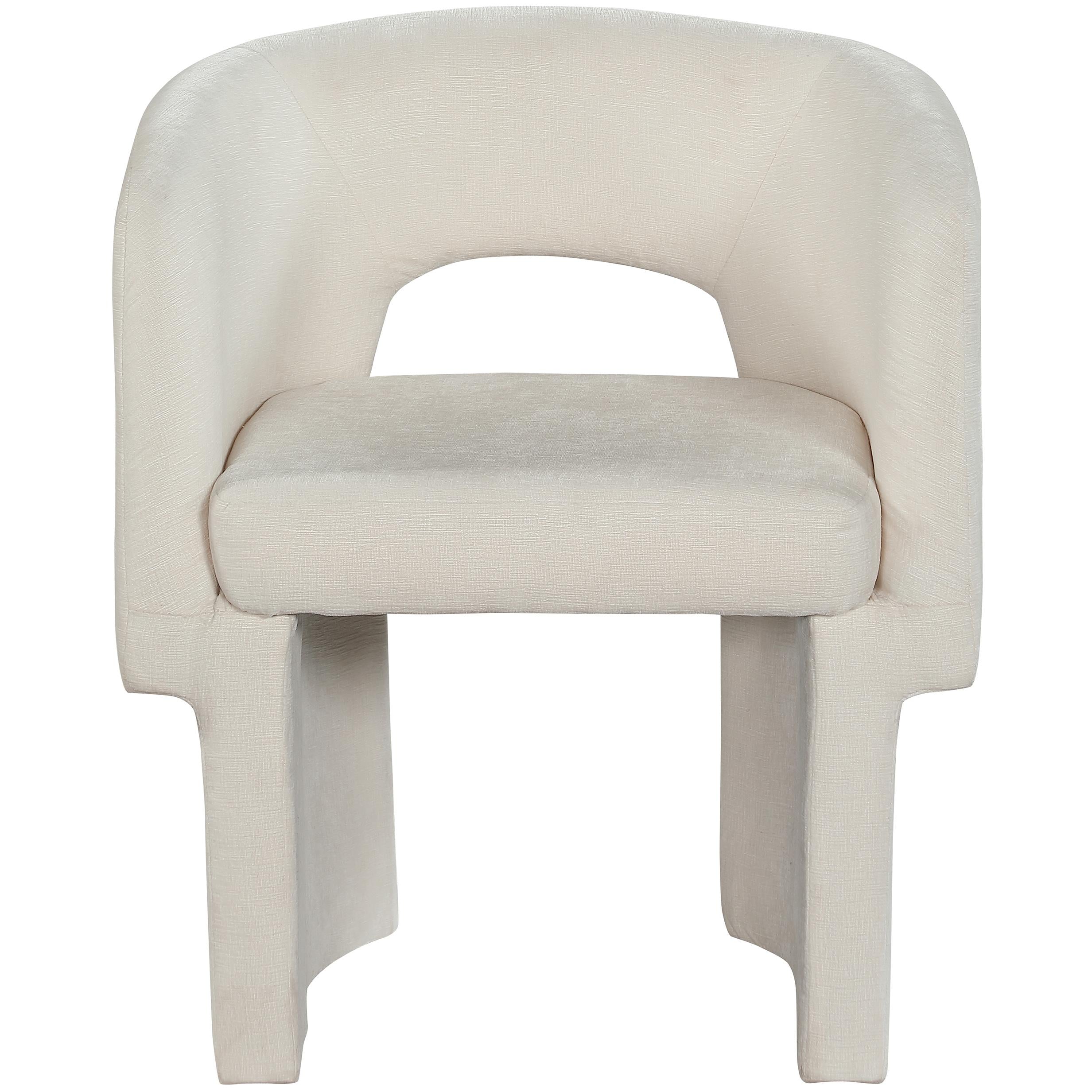 Meridian Emmet Cream Chenille Fabric Dining Chair / Accent Chair