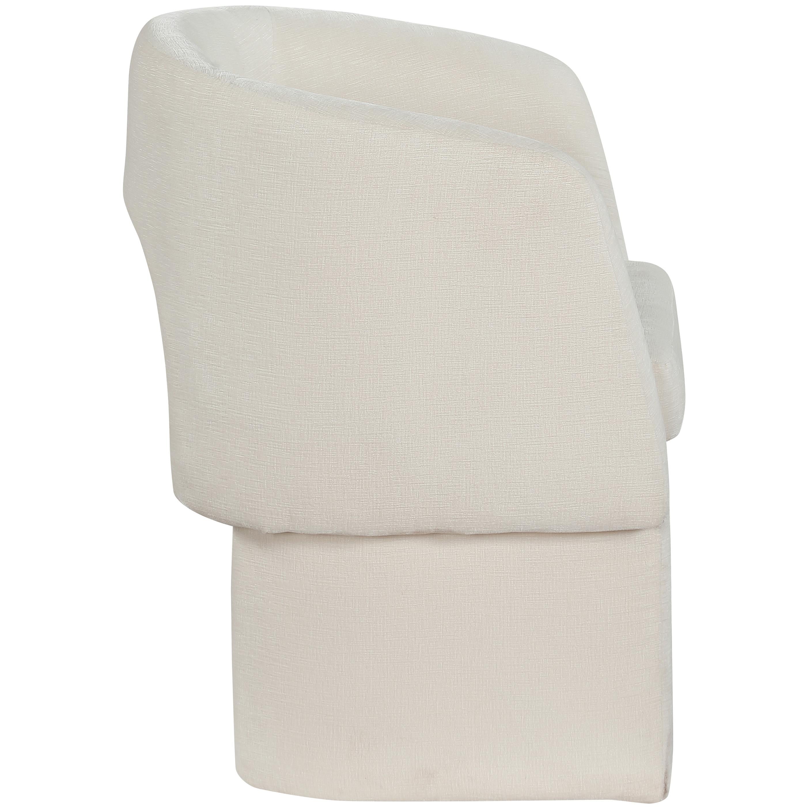 Meridian Emmet Cream Chenille Fabric Dining Chair / Accent Chair