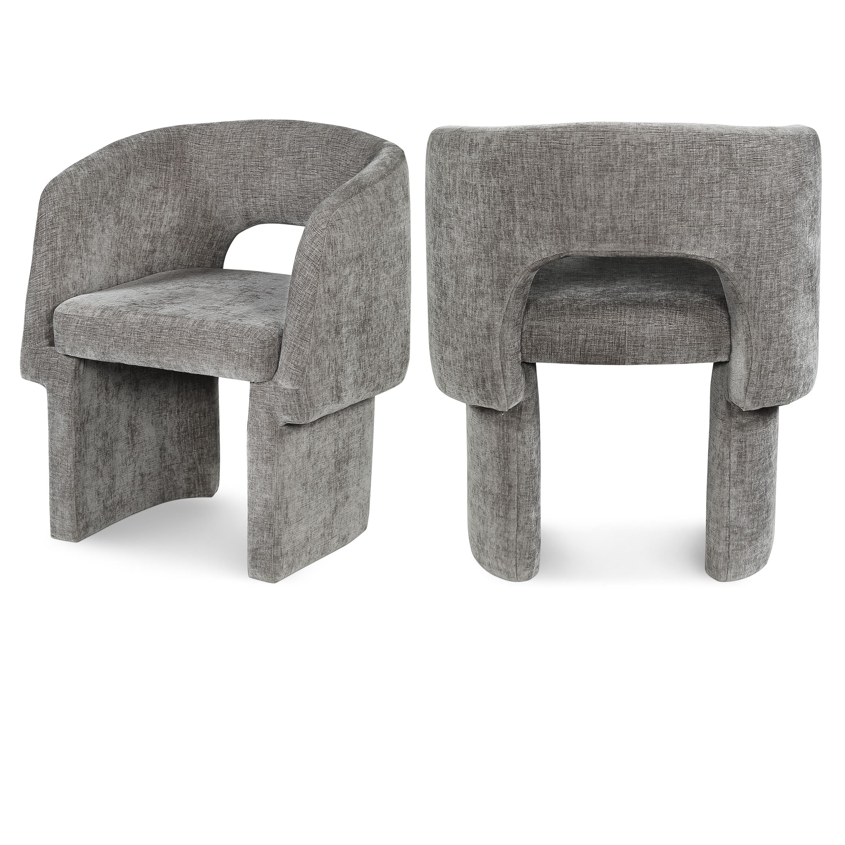 Meridian Emmet Grey Chenille Fabric Dining Chair / Accent Chair