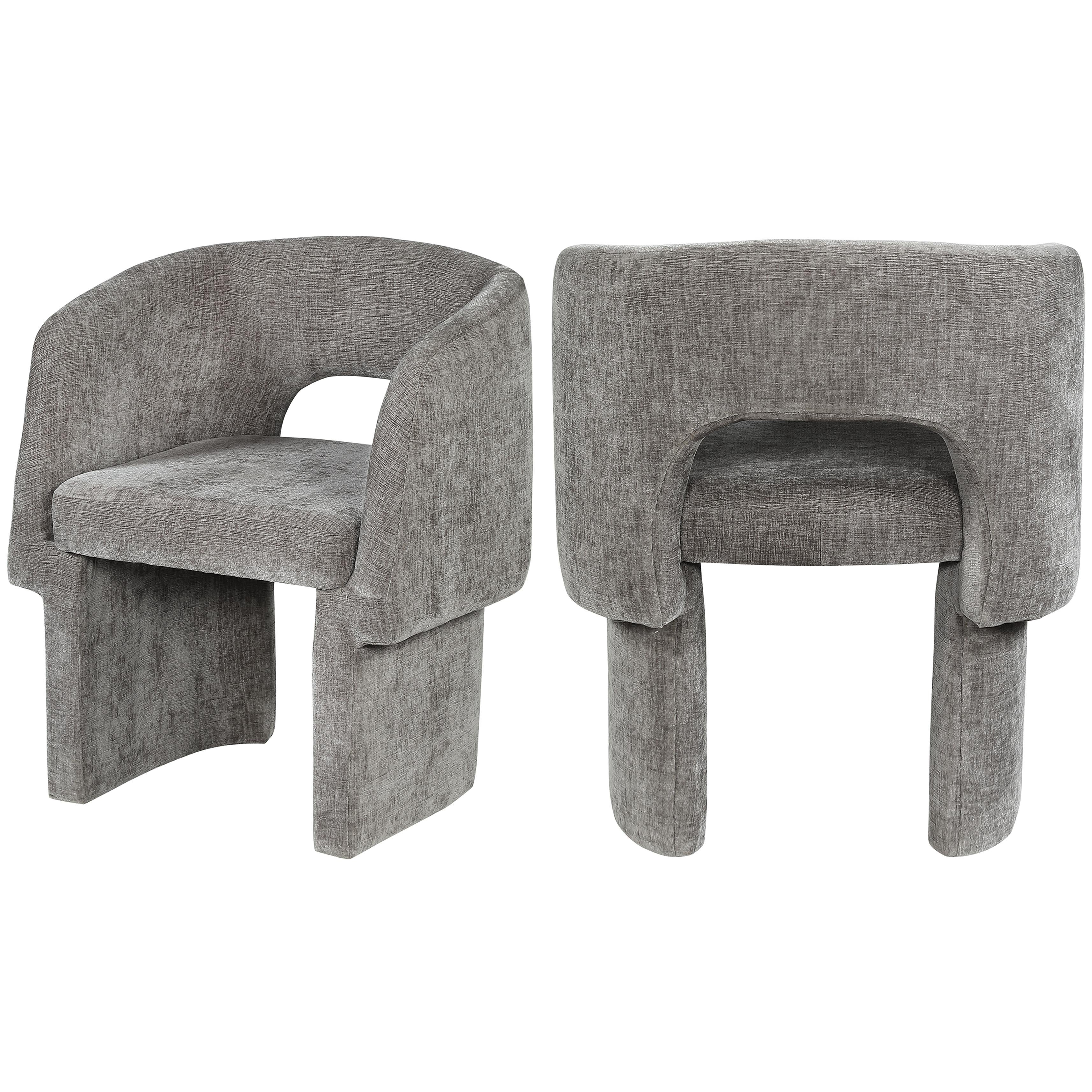 Meridian Emmet Grey Chenille Fabric Dining Chair / Accent Chair