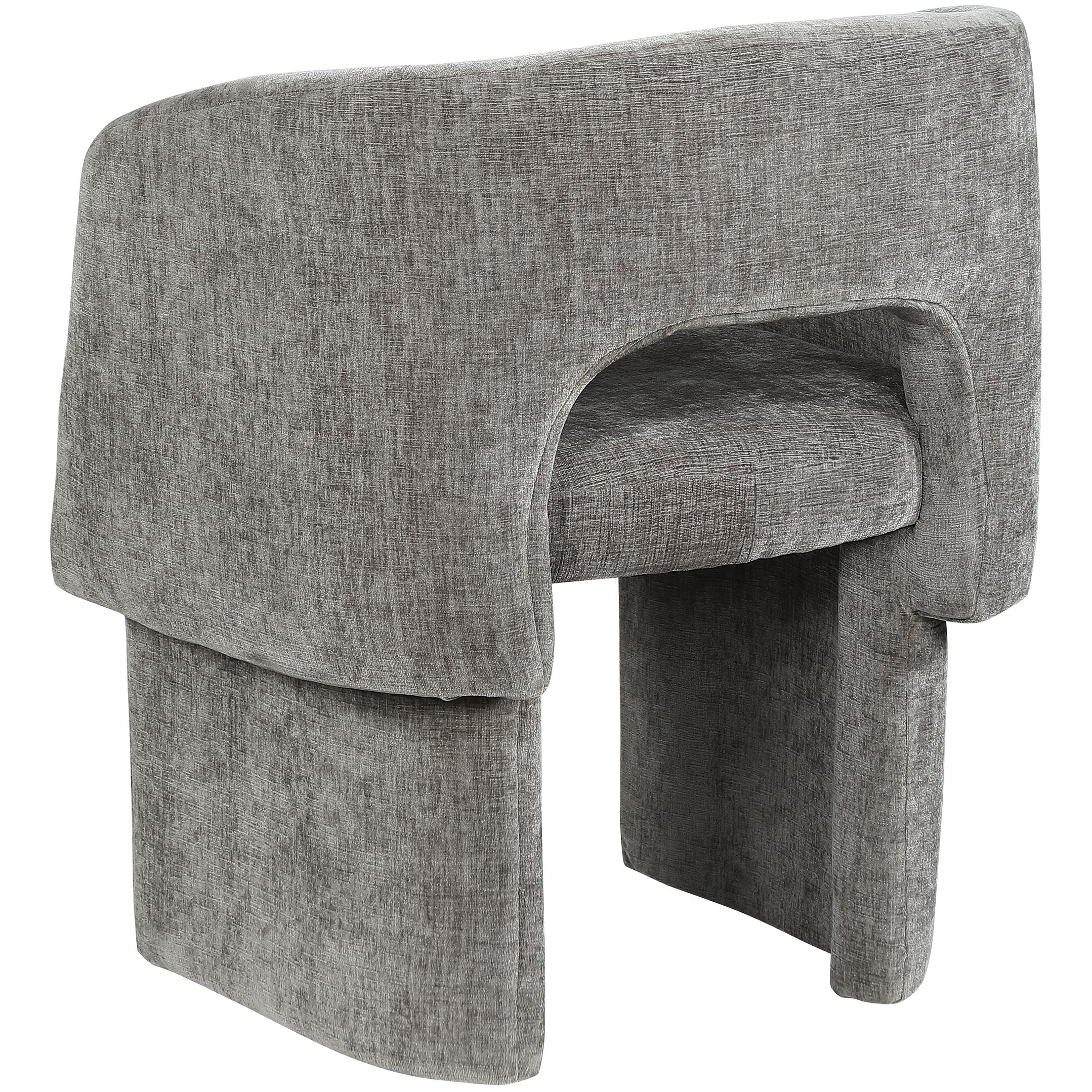 Meridian Emmet Grey Chenille Fabric Dining Chair / Accent Chair