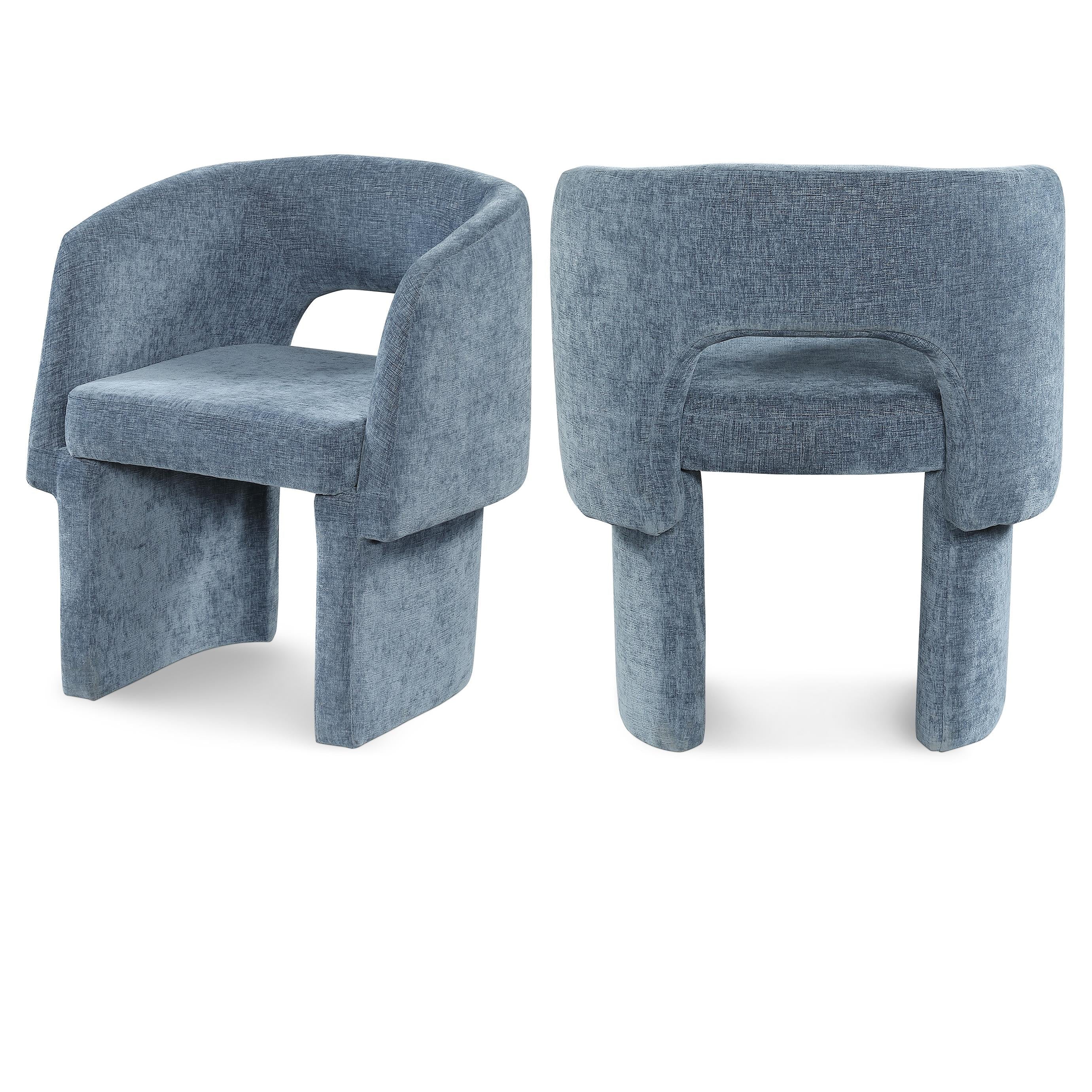 Meridian Emmet Light Blue Chenille Fabric Dining Chair / Accent Chair