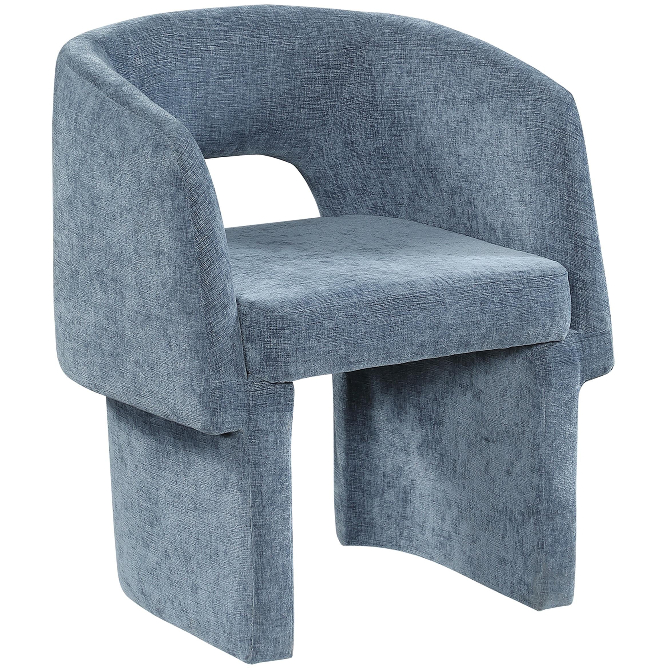 Meridian Emmet Light Blue Chenille Fabric Dining Chair / Accent Chair