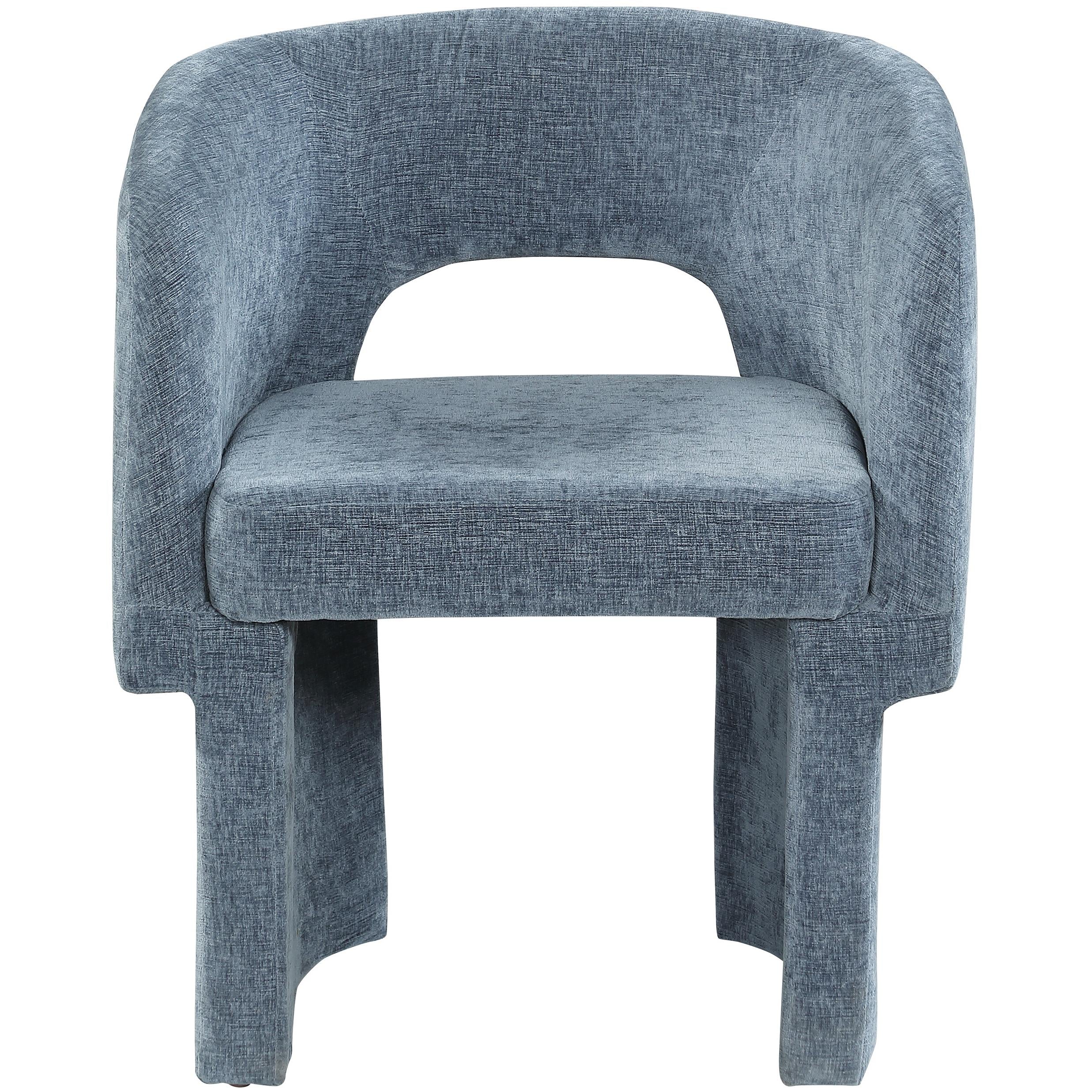 Meridian Emmet Light Blue Chenille Fabric Dining Chair / Accent Chair
