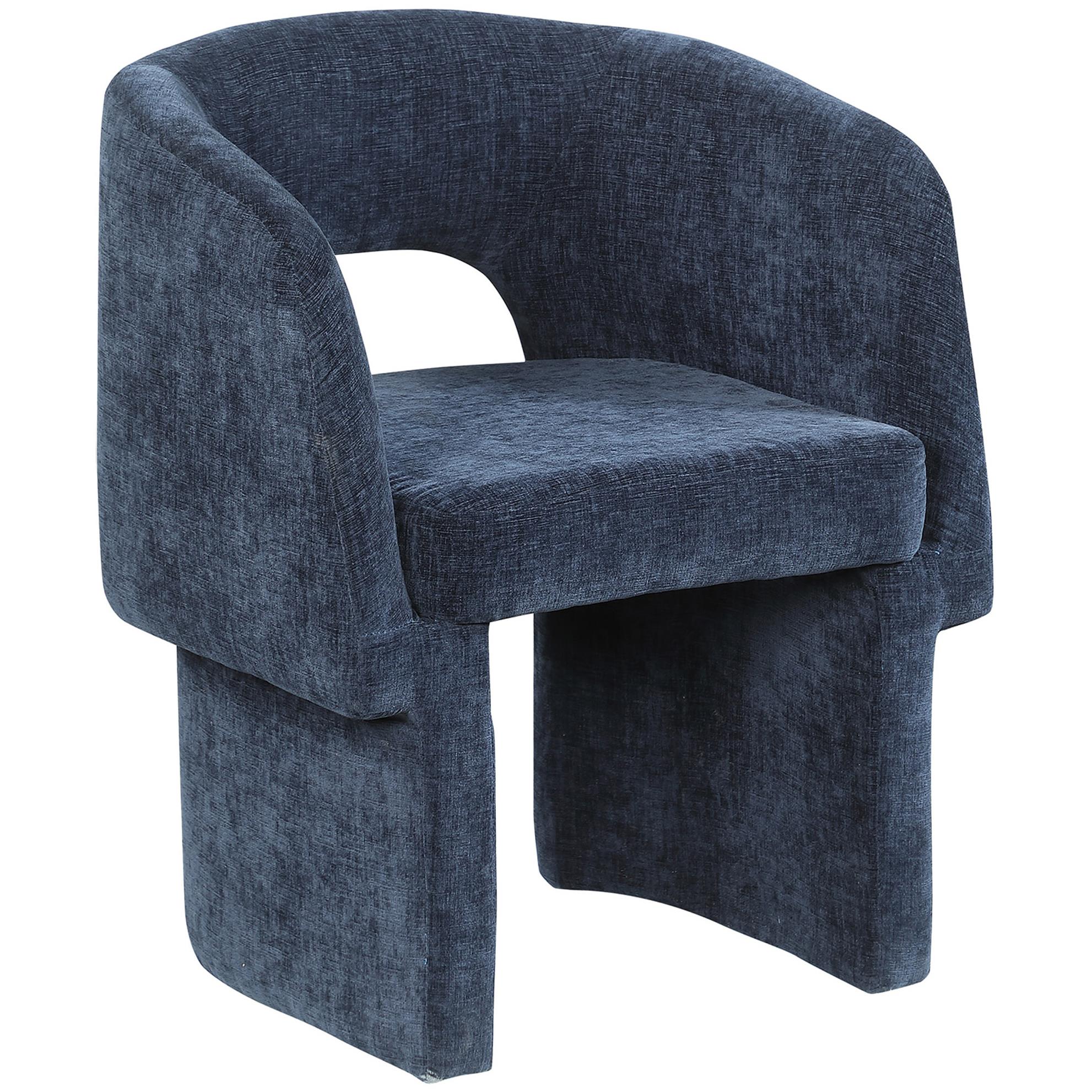 Meridian Emmet Navy Chenille Fabric Dining Chair / Accent Chair