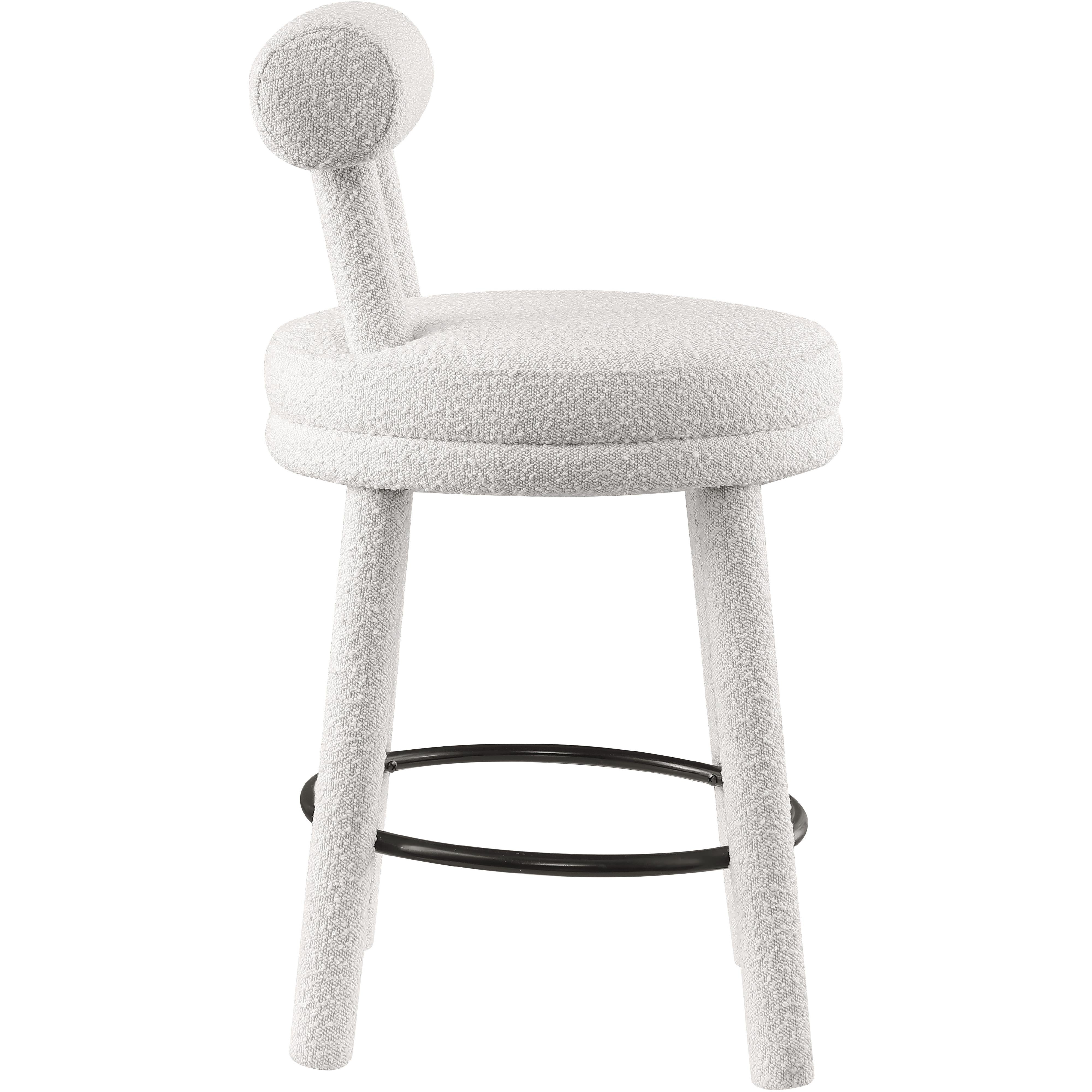 Meridian Parlor Cream Boucle Fabric Stool