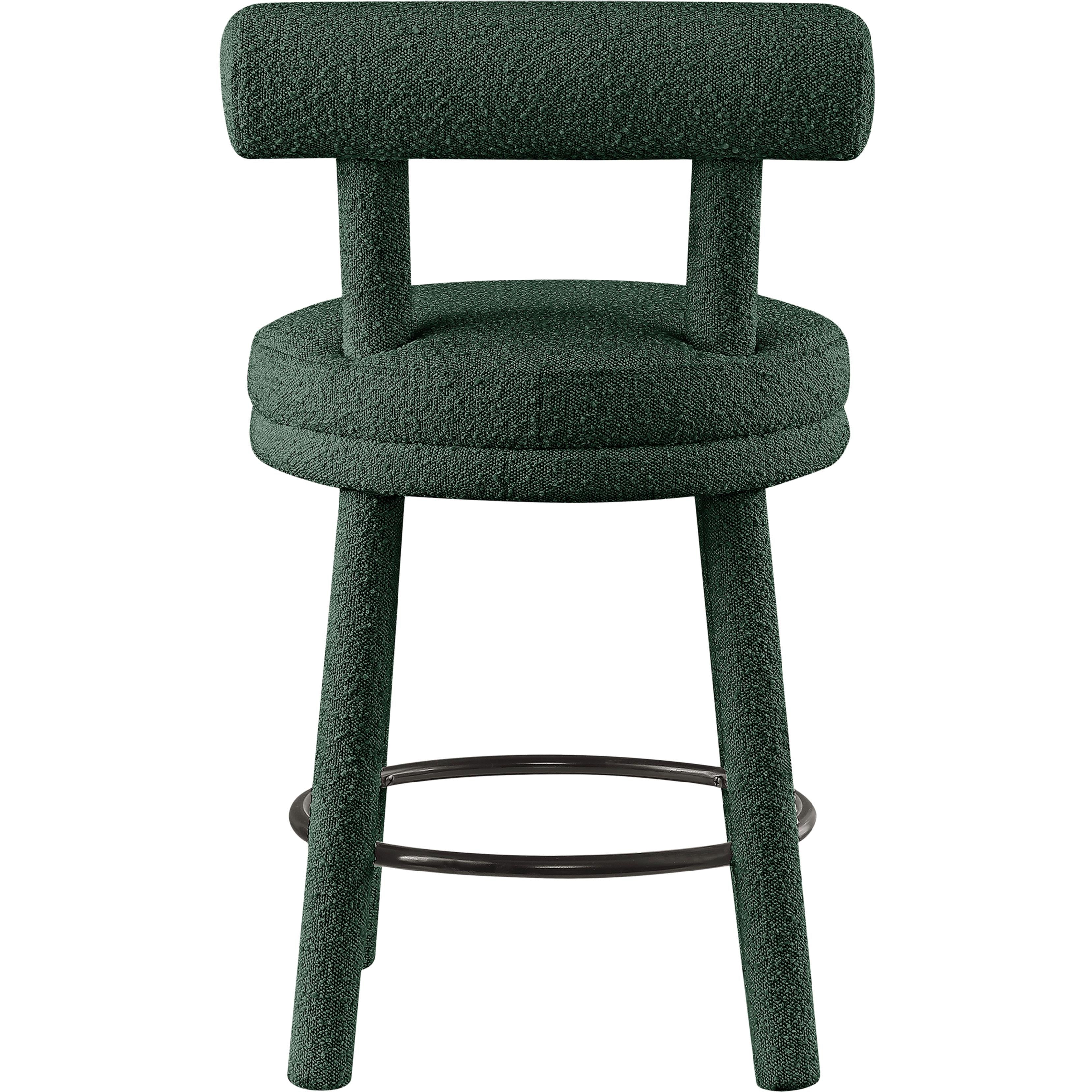 Meridian Parlor Green Boucle Fabric Stool
