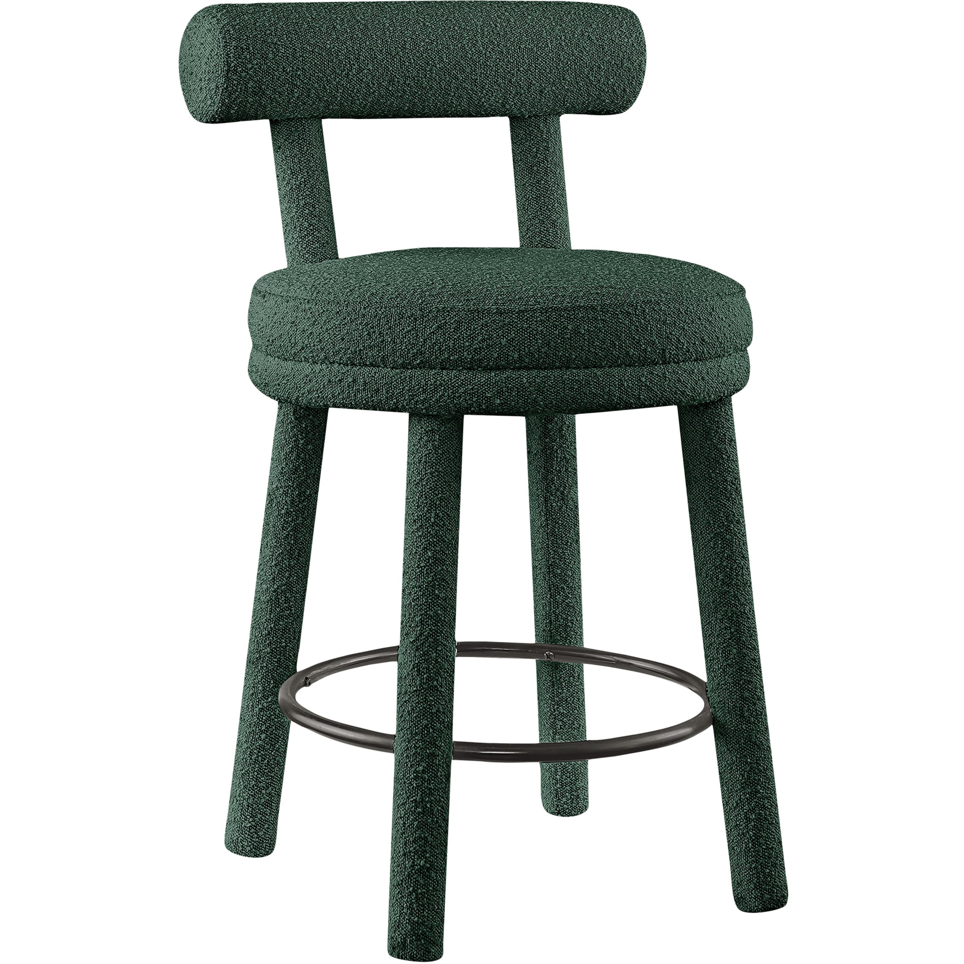 Meridian Parlor Green Boucle Fabric Stool