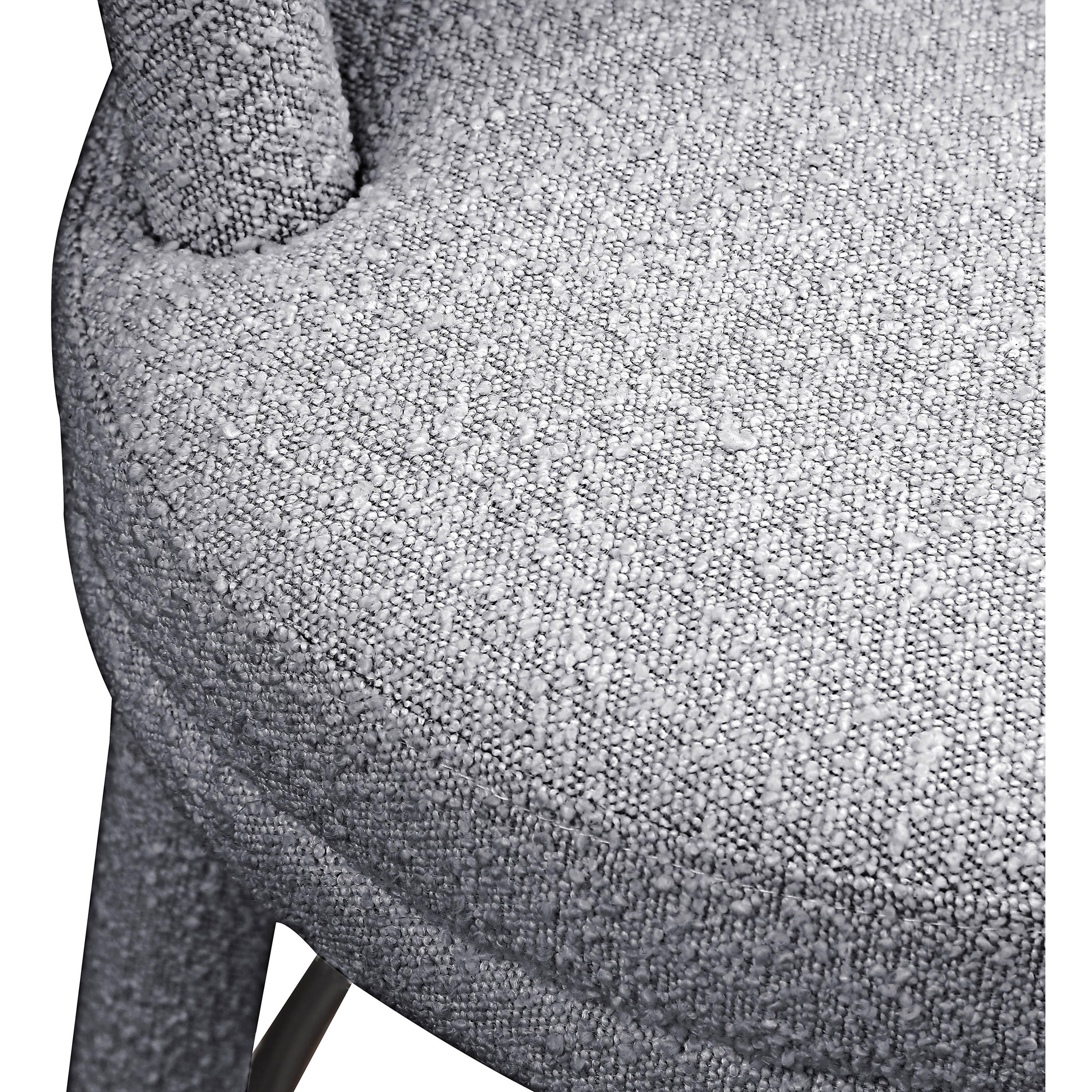 Meridian Parlor Grey Boucle Fabric Stool