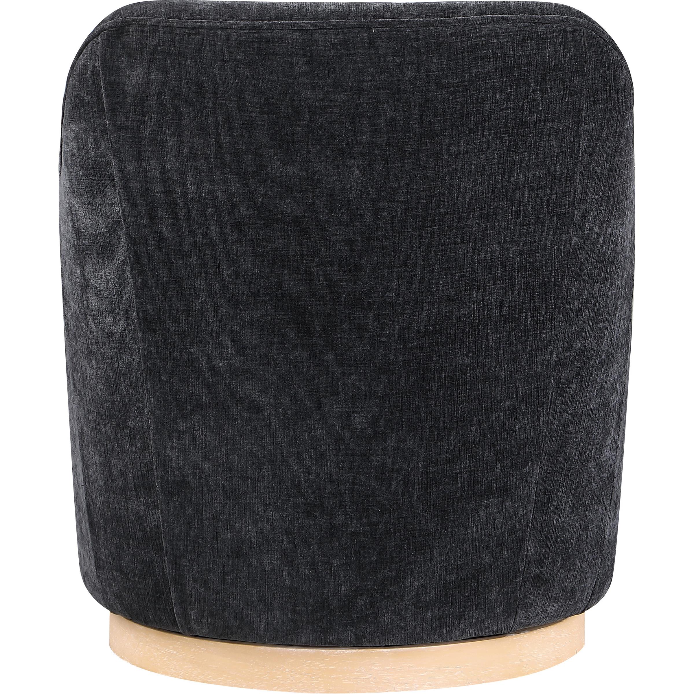 Meridian Clarita Black Chenille Fabric Swivel Accent Chair