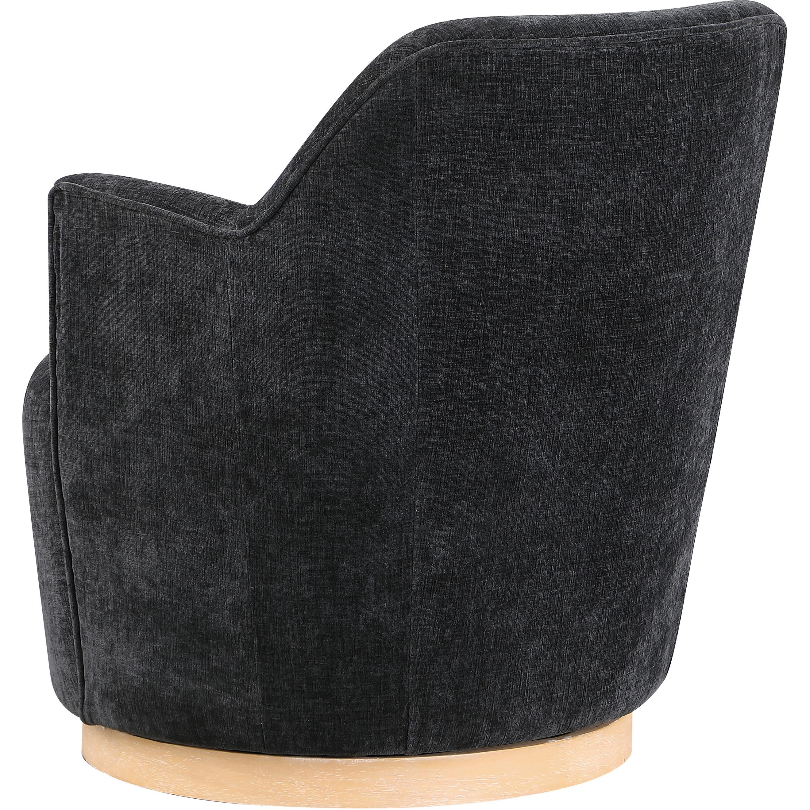 Meridian Clarita Black Chenille Fabric Swivel Accent Chair