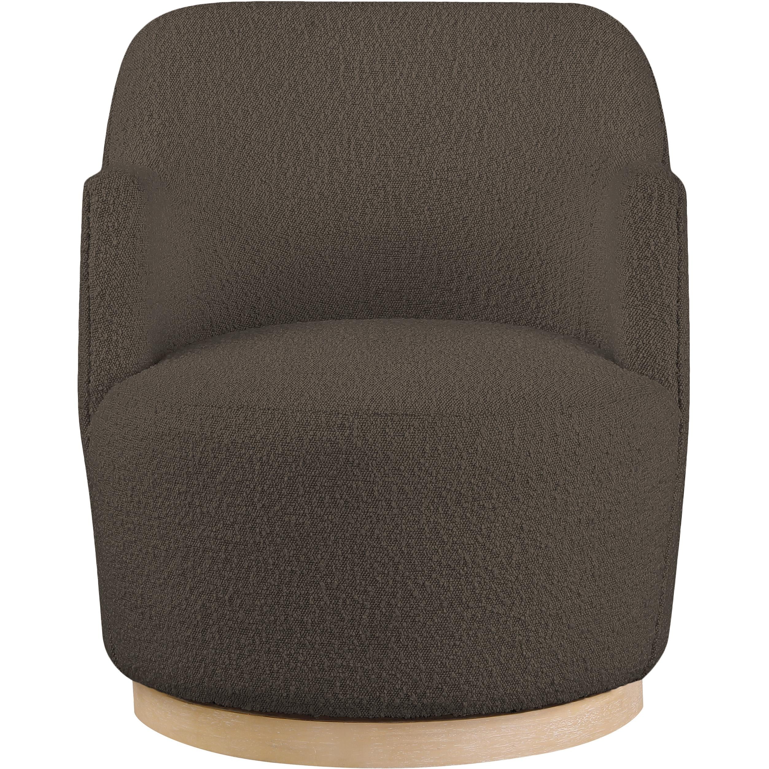 Meridian Clarita Brown Boucle Fabric Swivel Accent Chair