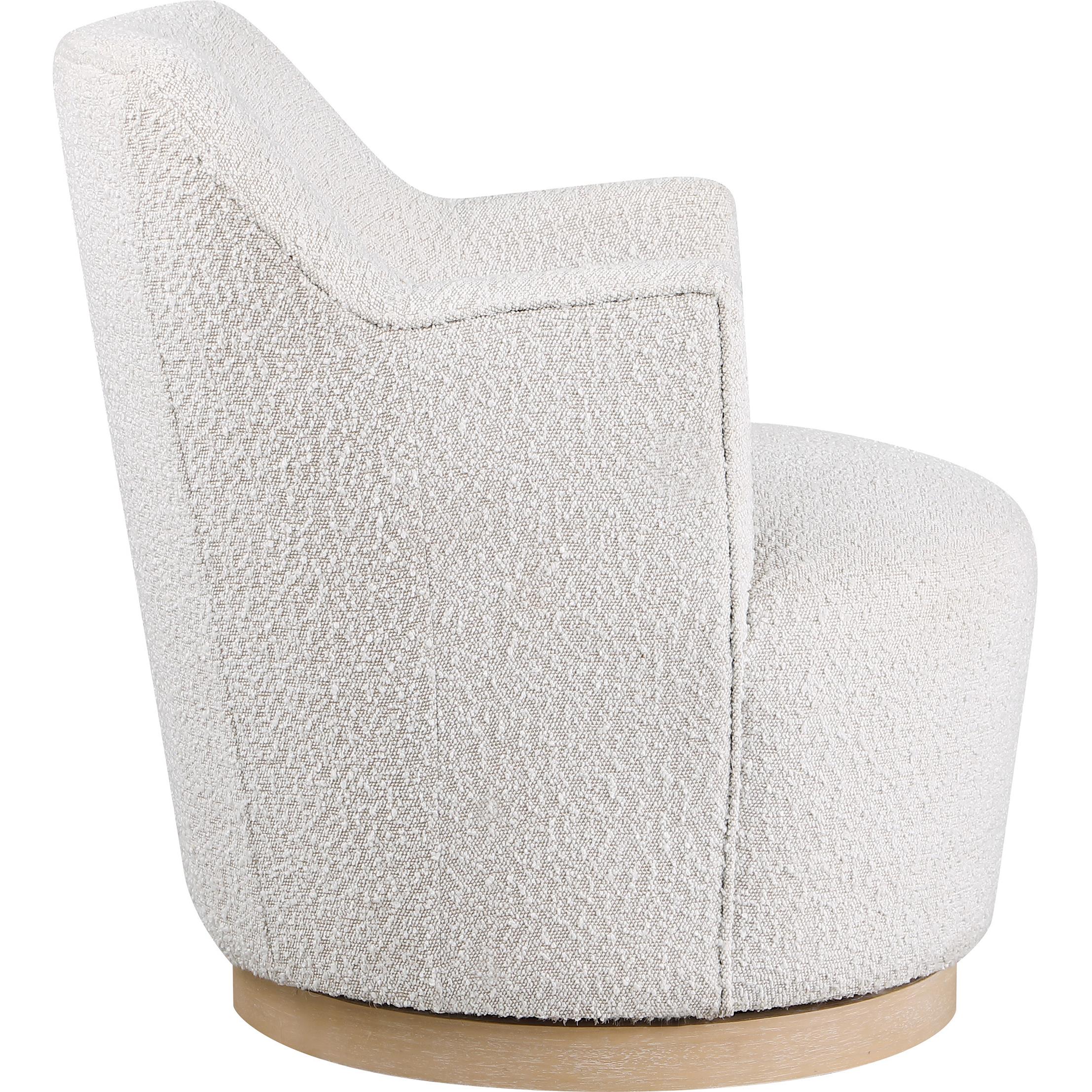 Meridian Clarita Cream Boucle Fabric Swivel Accent Chair