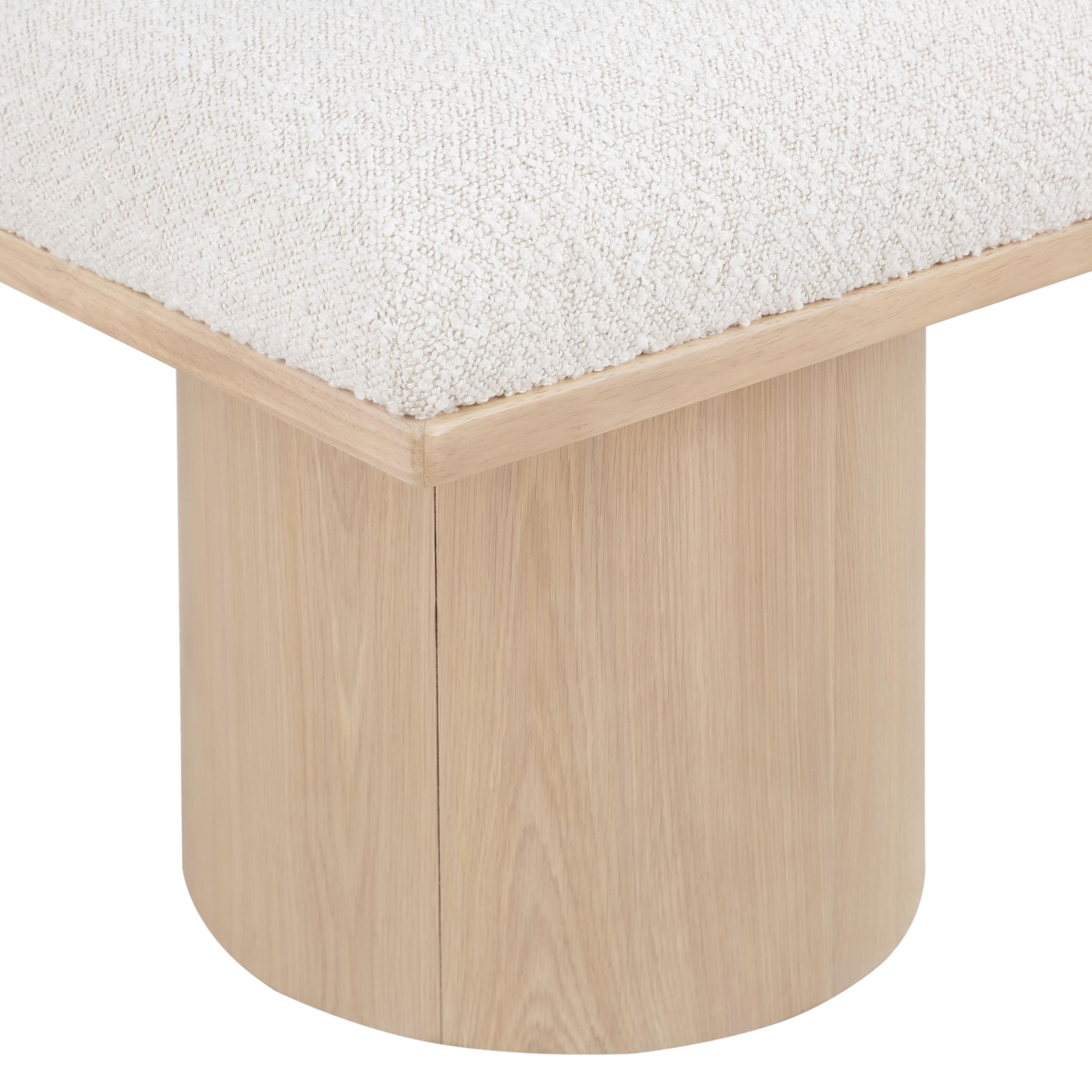 Meridian Pavilion Cream Boucle Fabric Bench