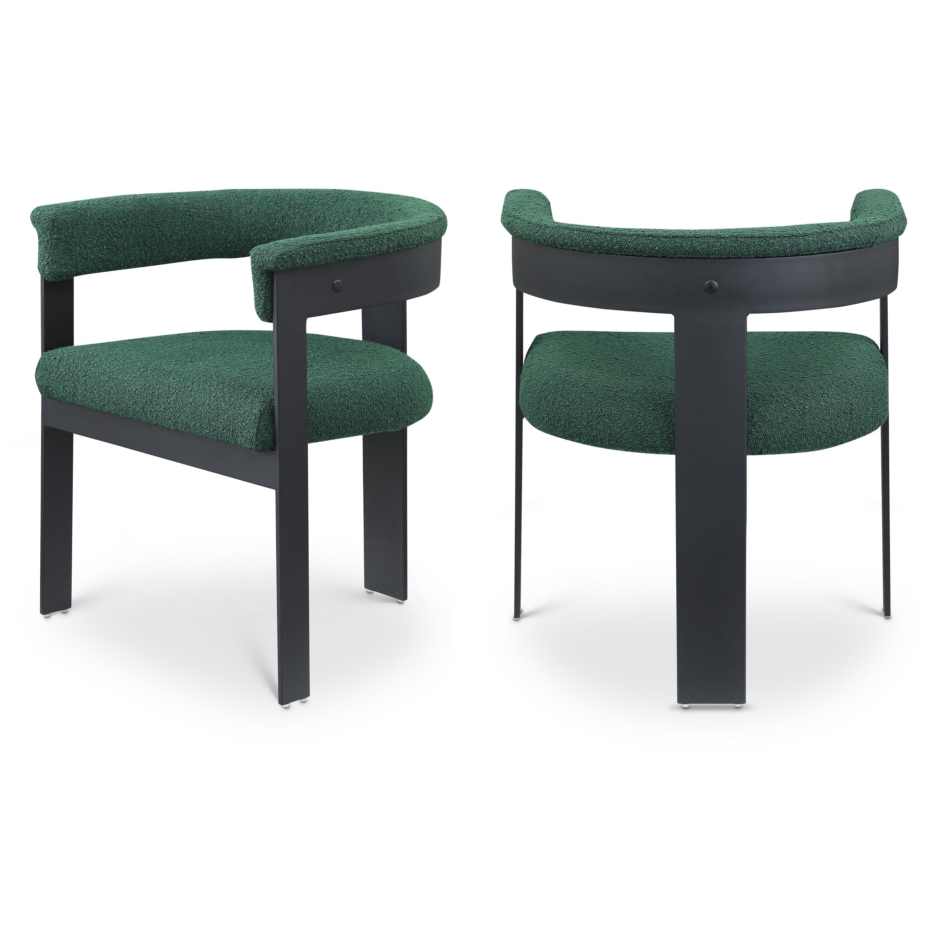 Meridian Romeo Green Boucle Fabric Dining Chair