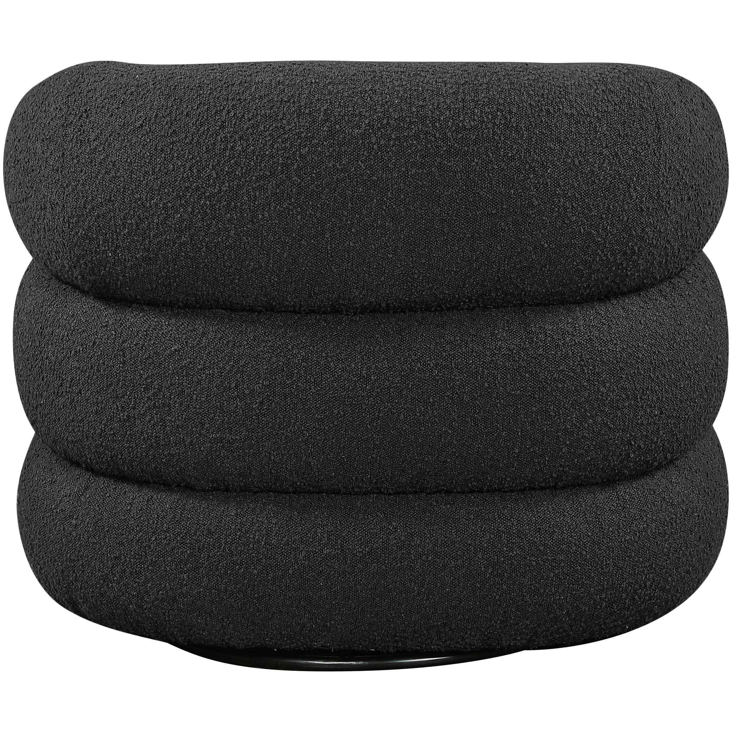 Meridian Roxbury Black Boucle Fabric Swivel Accent Chair