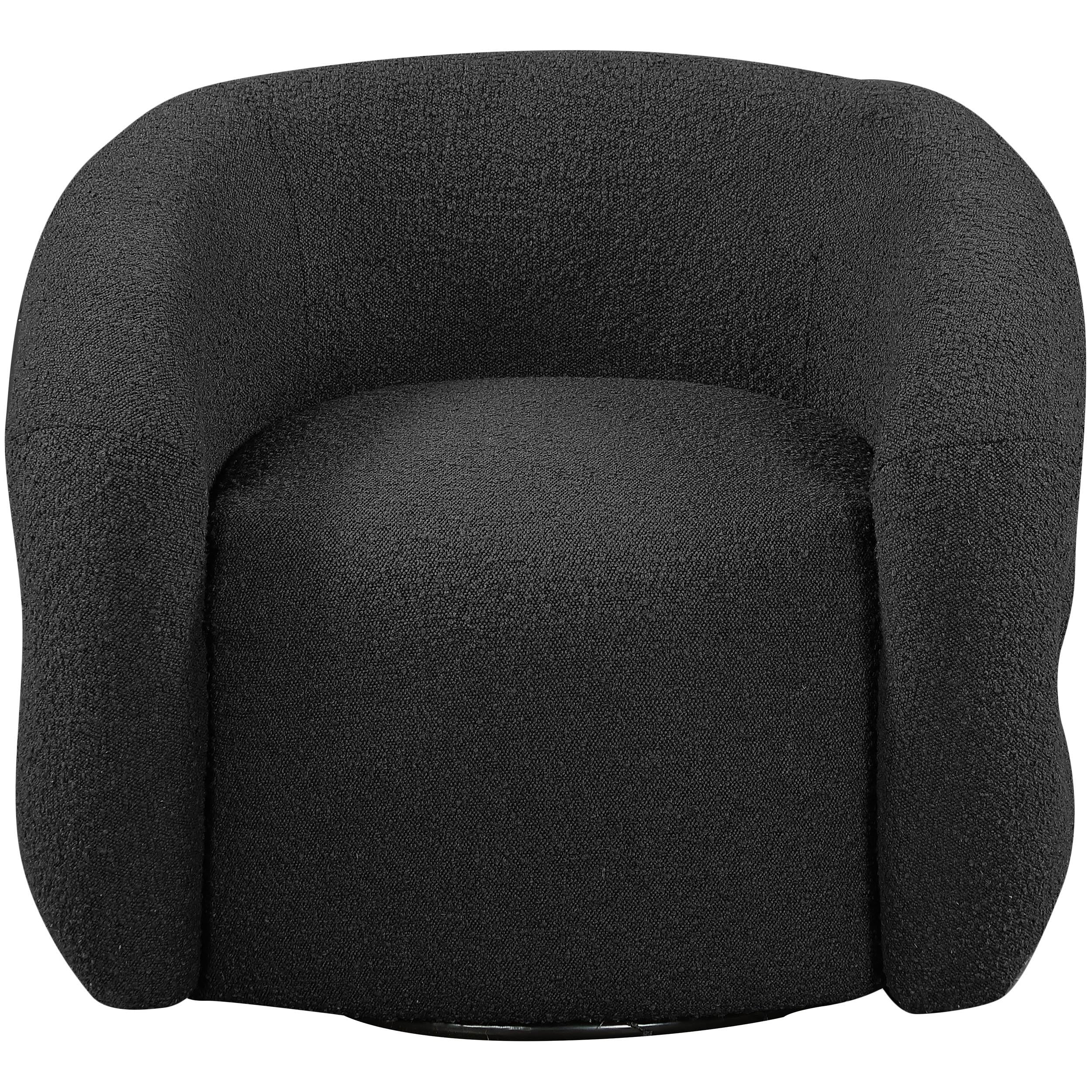 Meridian Roxbury Black Boucle Fabric Swivel Accent Chair