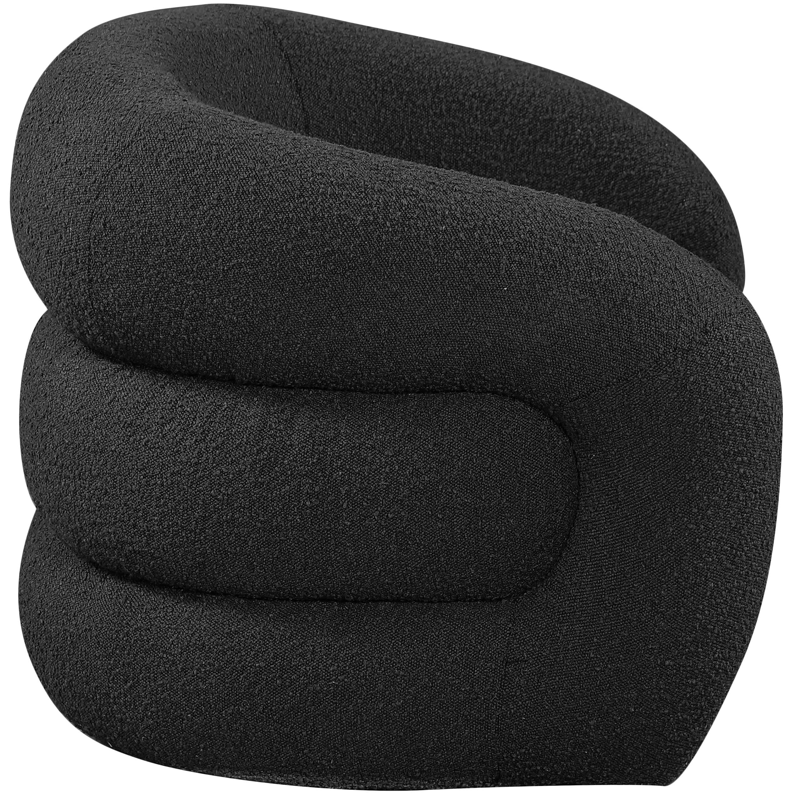 Meridian Roxbury Black Boucle Fabric Swivel Accent Chair