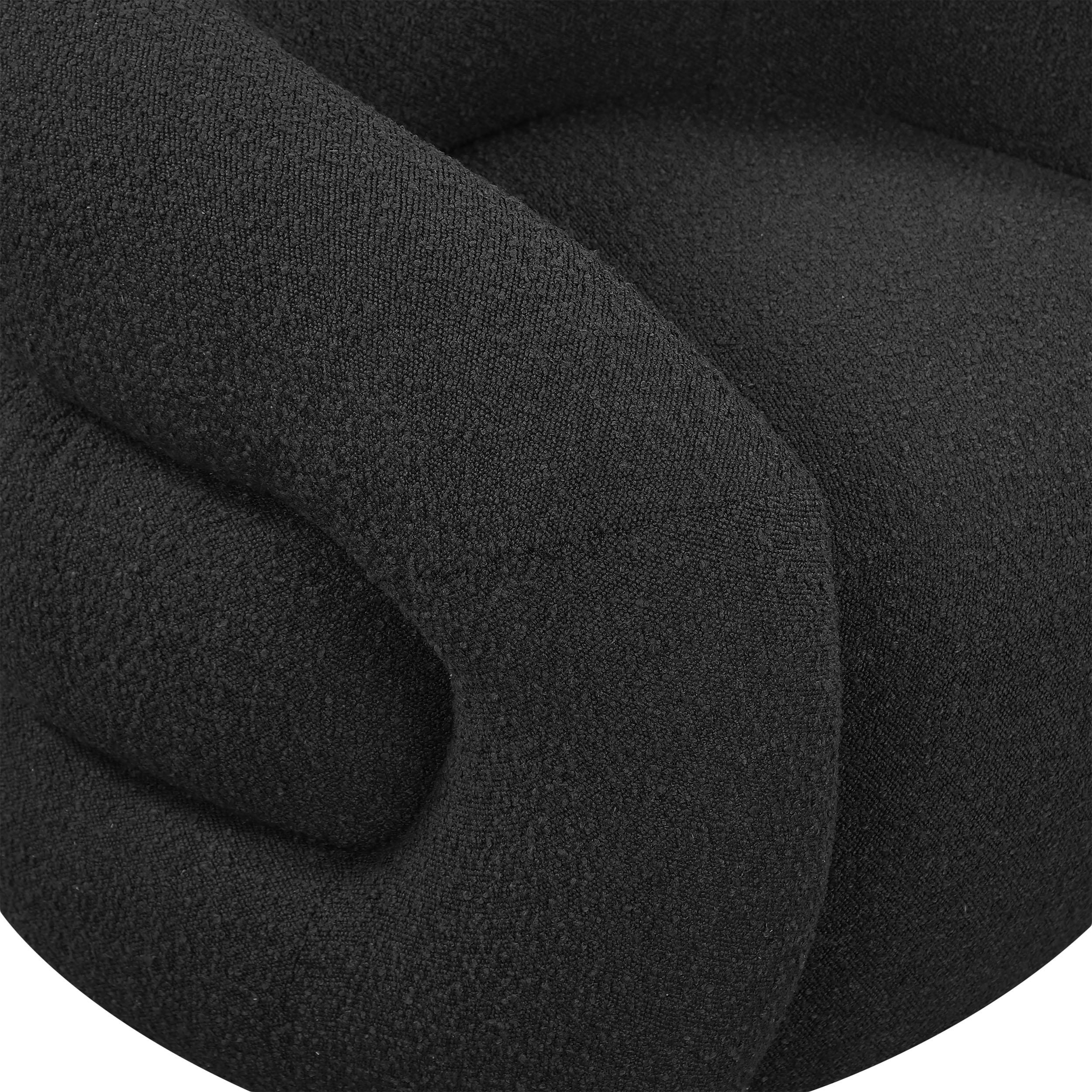 Meridian Roxbury Black Boucle Fabric Swivel Accent Chair