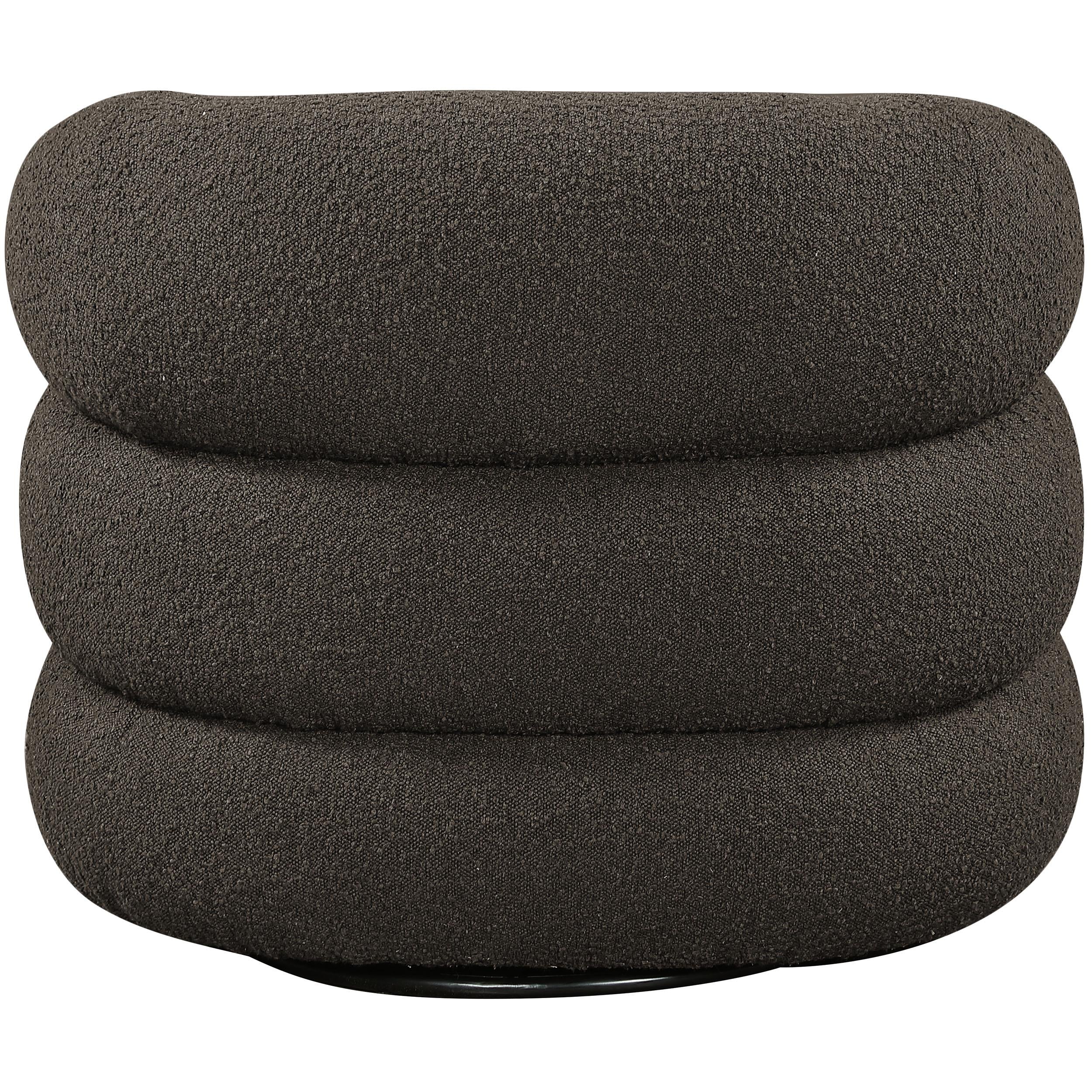 Meridian Roxbury Brown Boucle Fabric Swivel Accent Chair