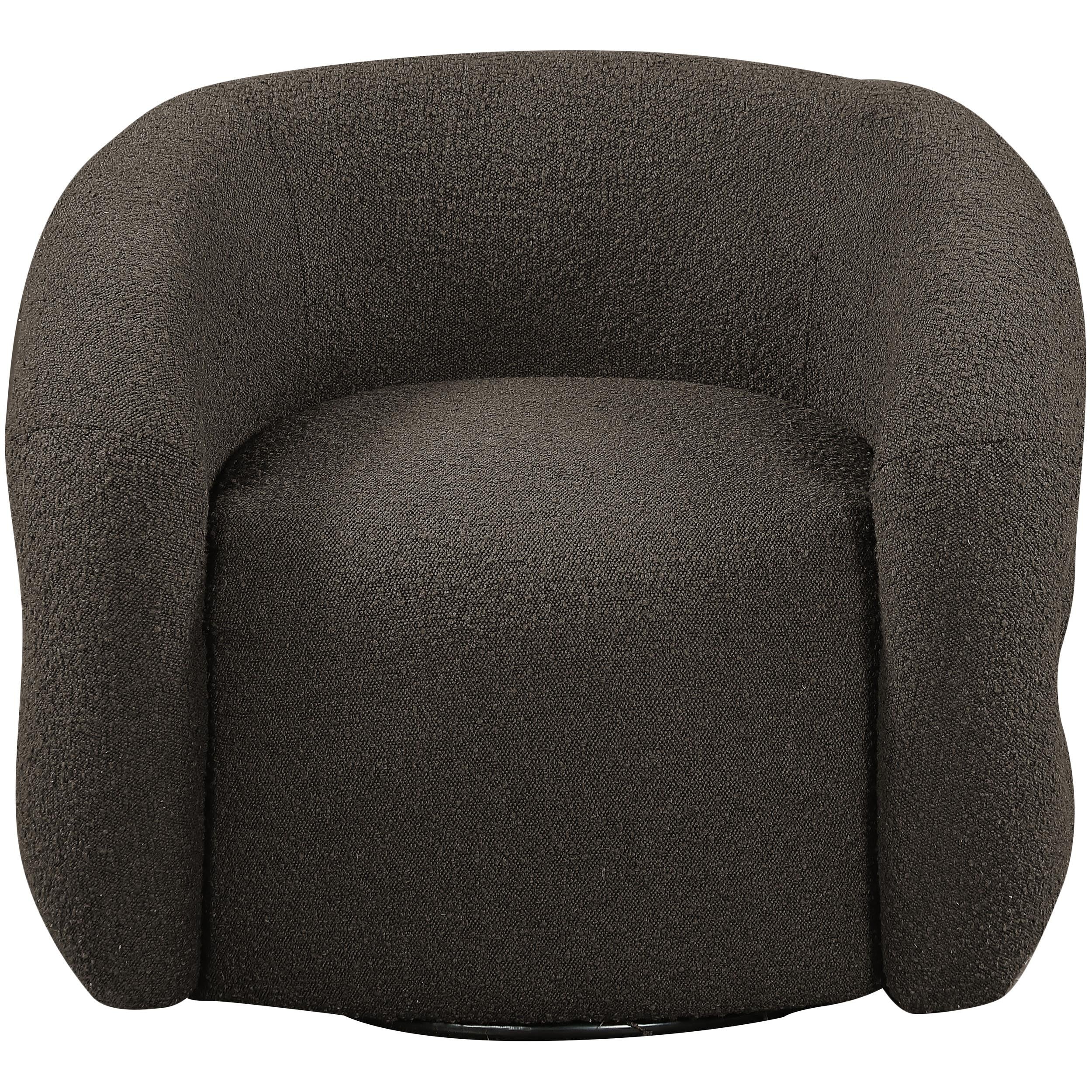 Meridian Roxbury Brown Boucle Fabric Swivel Accent Chair