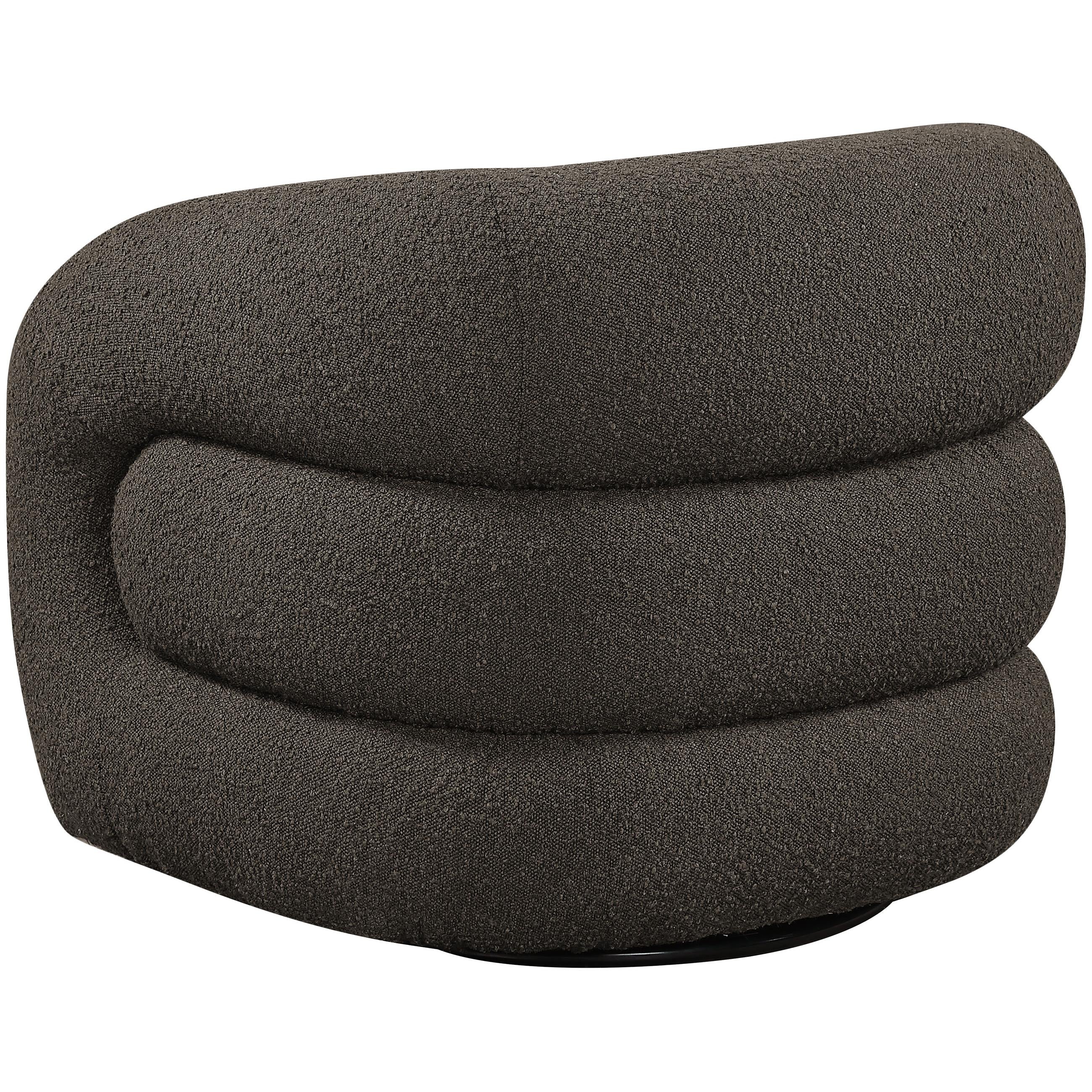 Meridian Roxbury Brown Boucle Fabric Swivel Accent Chair