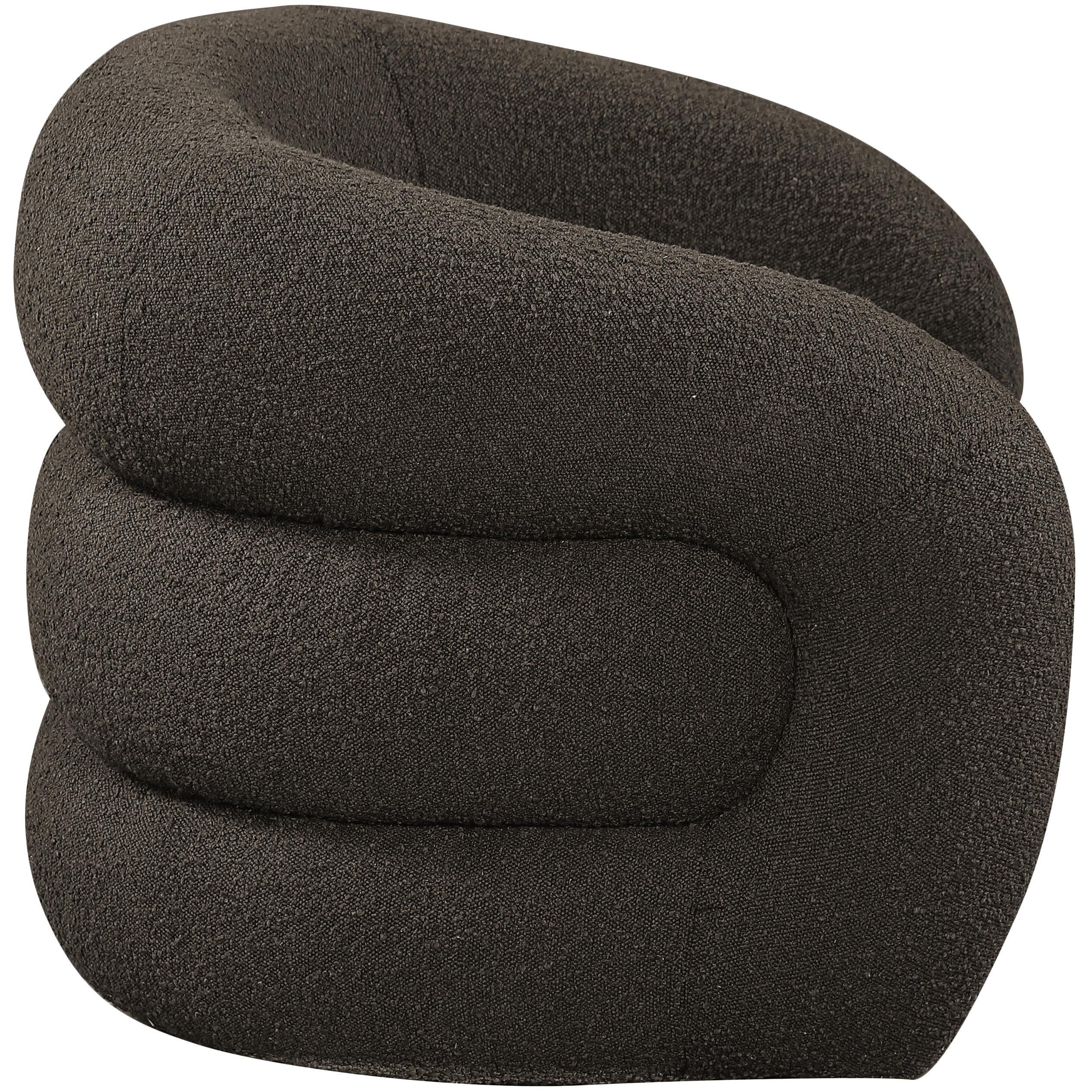 Meridian Roxbury Brown Boucle Fabric Swivel Accent Chair
