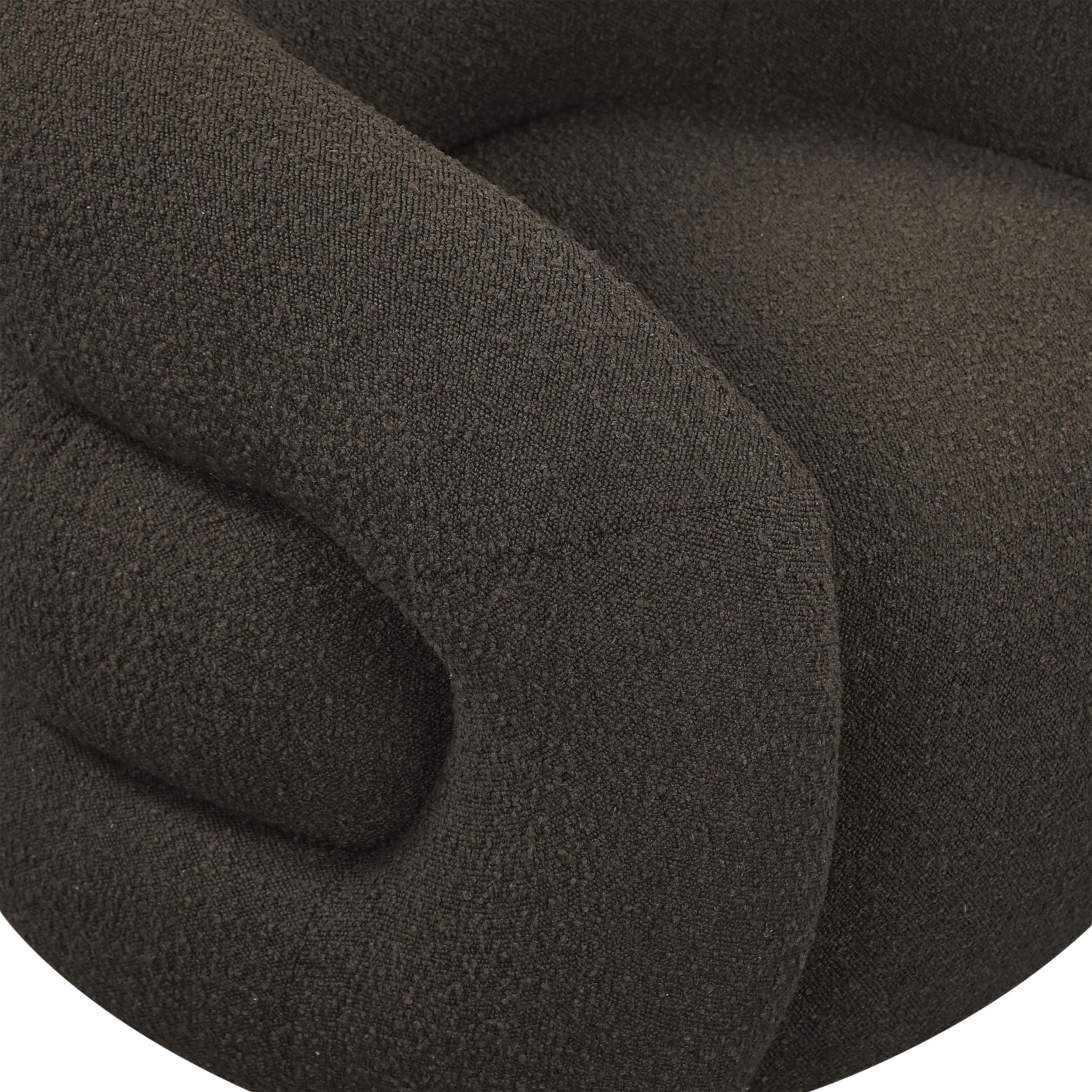 Meridian Roxbury Brown Boucle Fabric Swivel Accent Chair