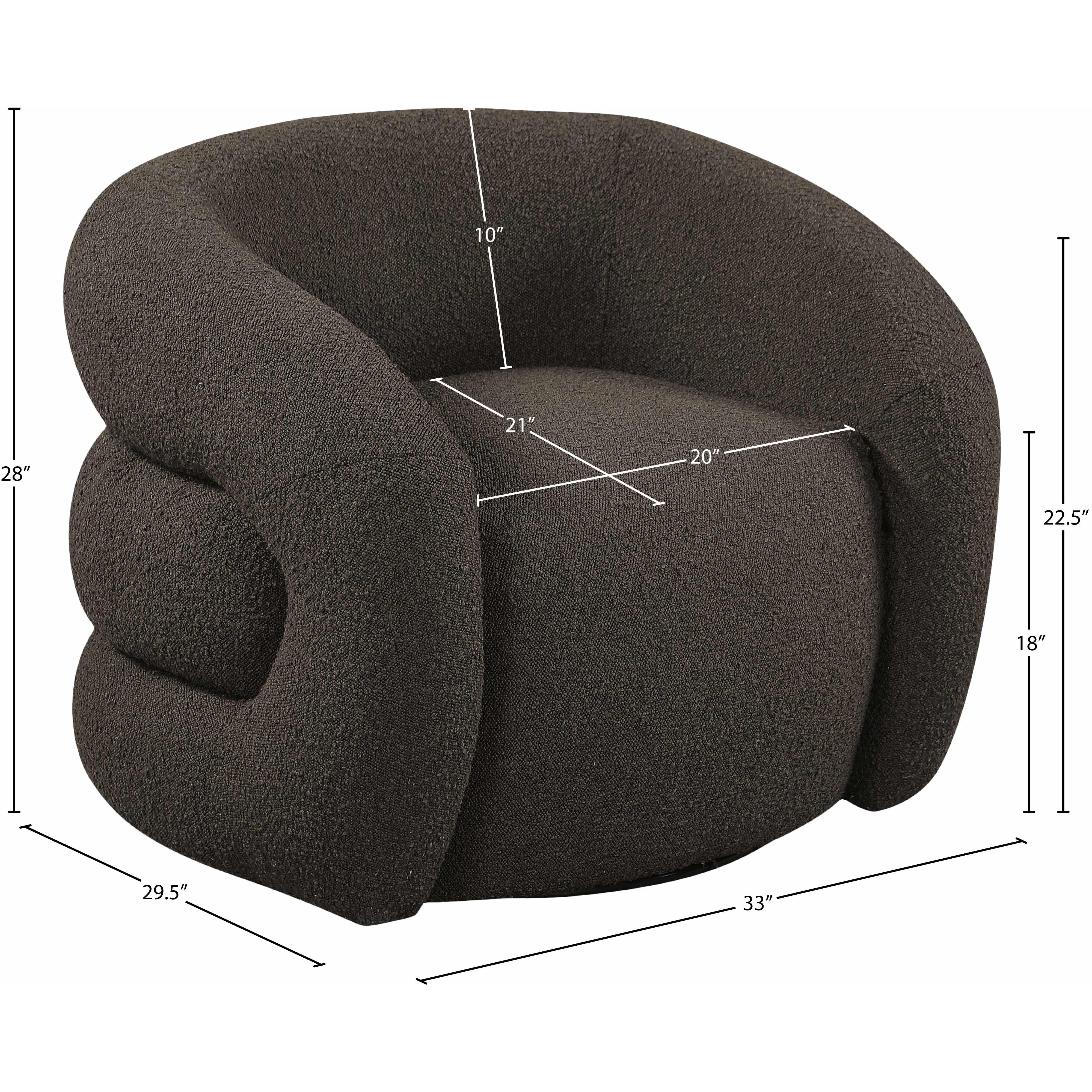 Meridian Roxbury Brown Boucle Fabric Swivel Accent Chair