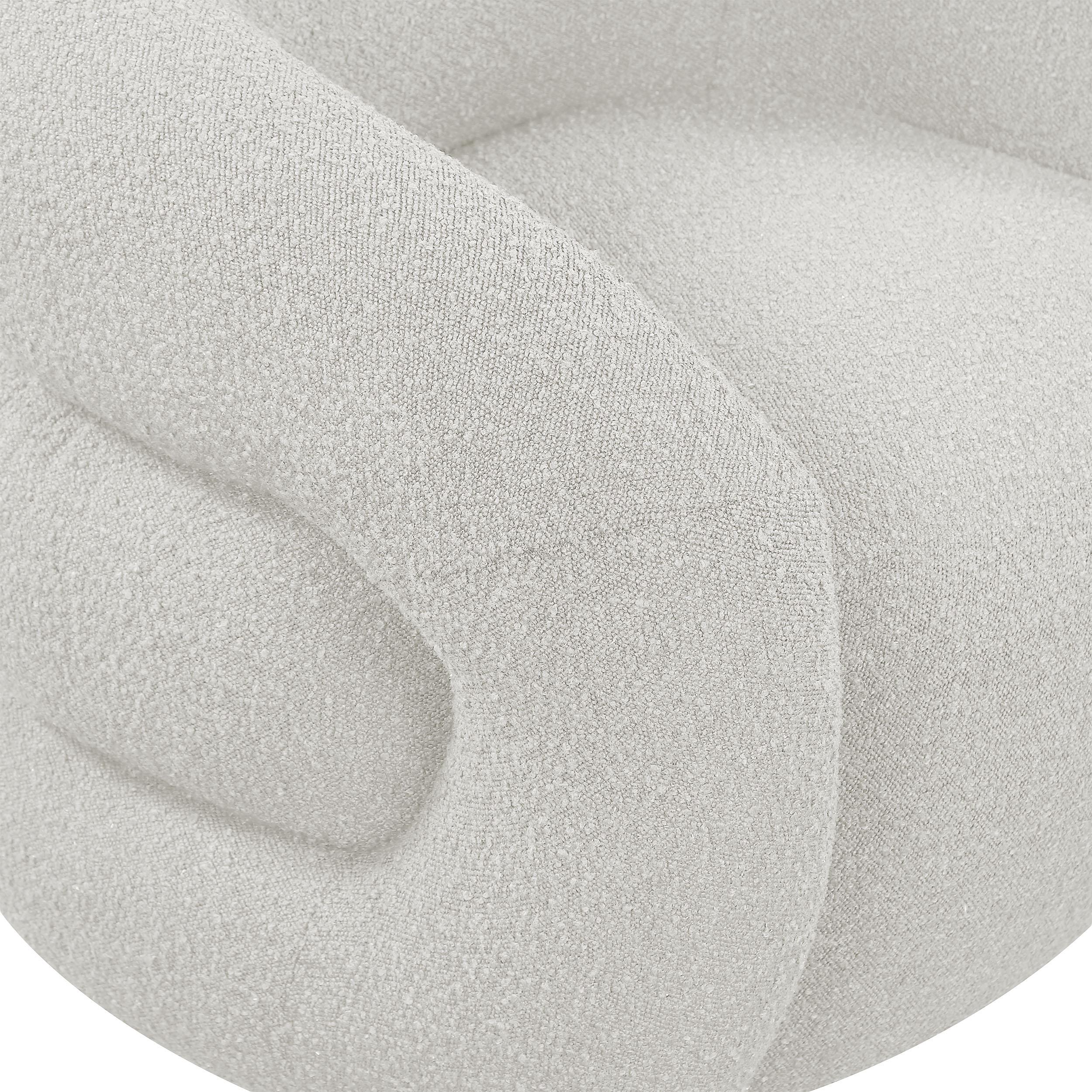 Meridian Roxbury Cream Boucle Fabric Swivel Accent Chair