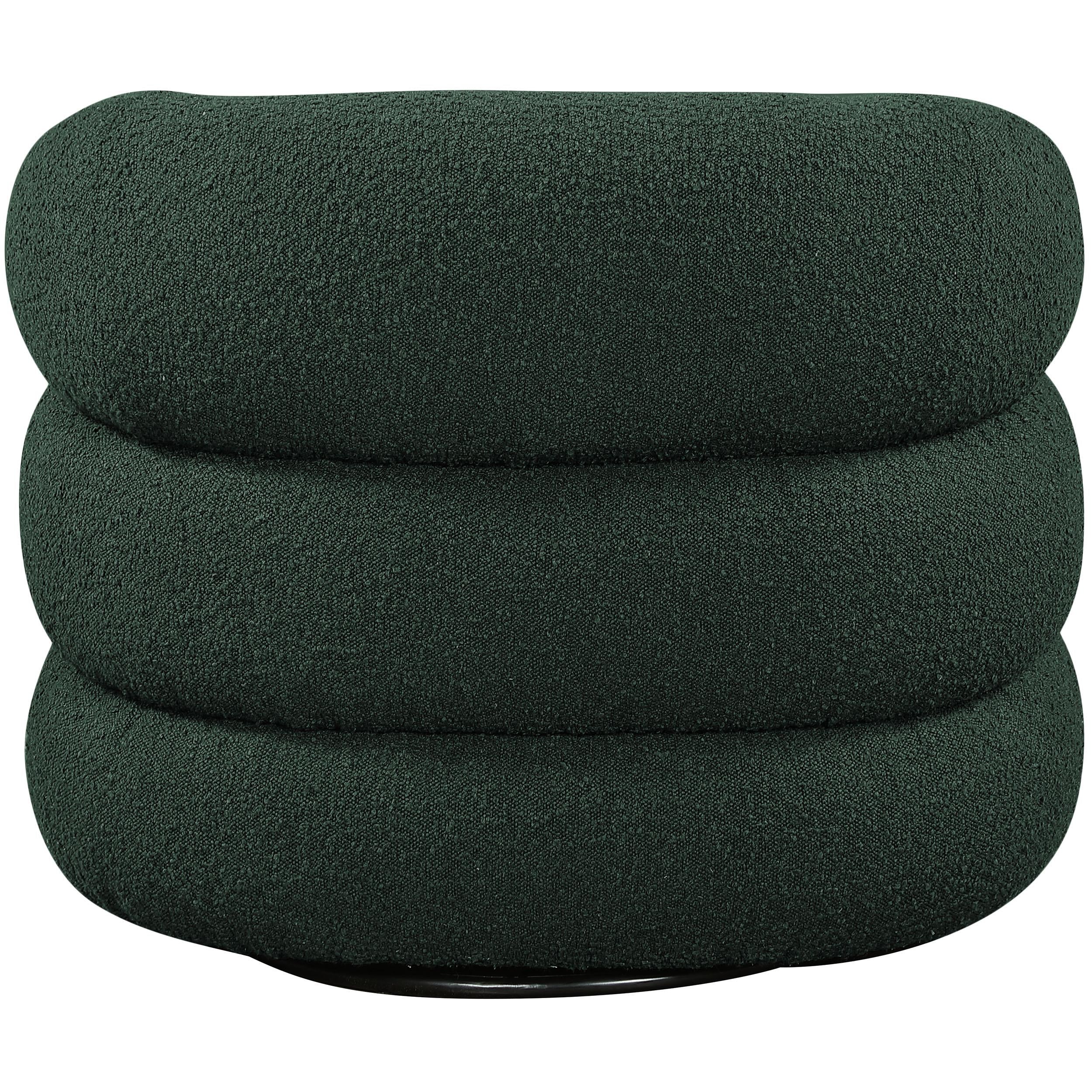 Meridian Roxbury Green Boucle Fabric Swivel Accent Chair