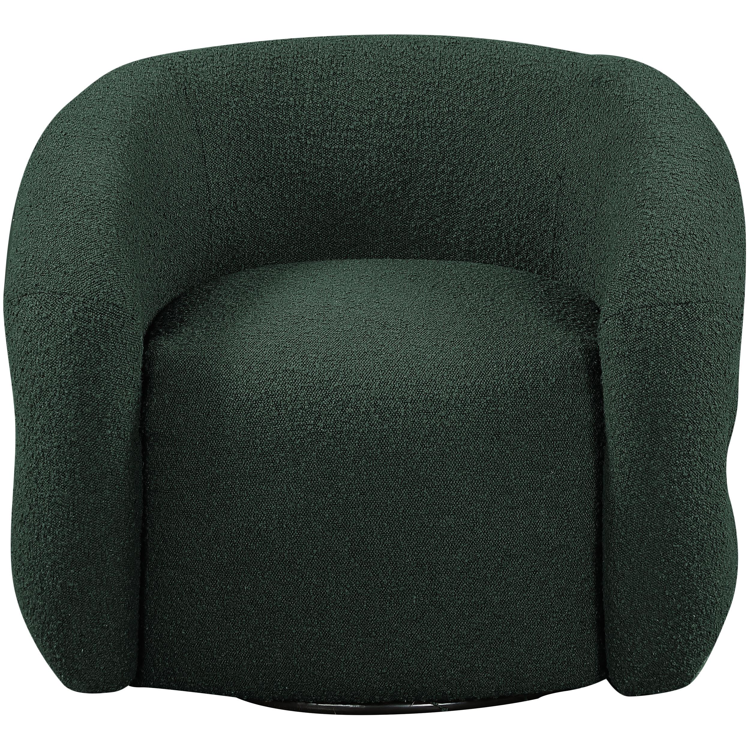 Meridian Roxbury Green Boucle Fabric Swivel Accent Chair