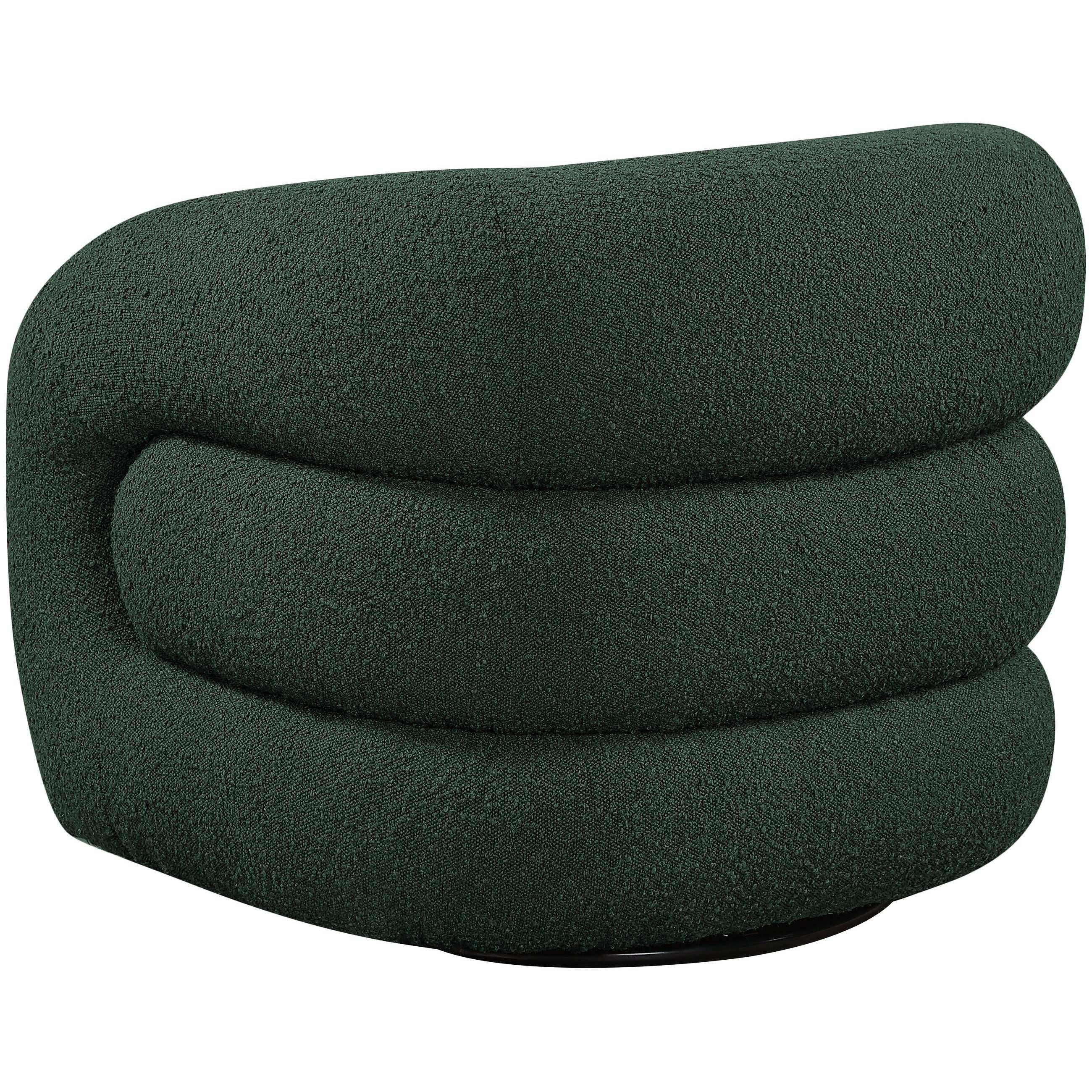 Meridian Roxbury Green Boucle Fabric Swivel Accent Chair