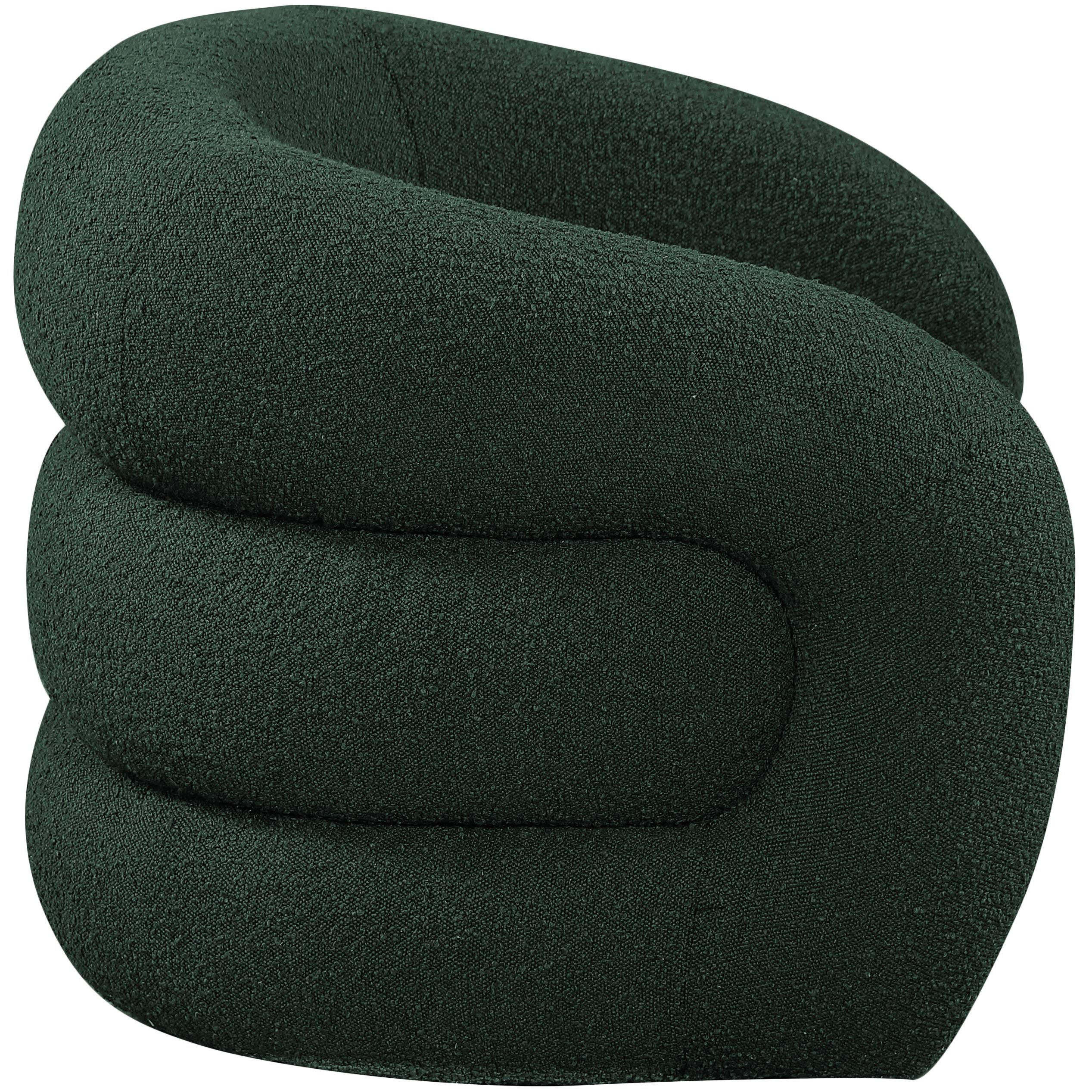 Meridian Roxbury Green Boucle Fabric Swivel Accent Chair