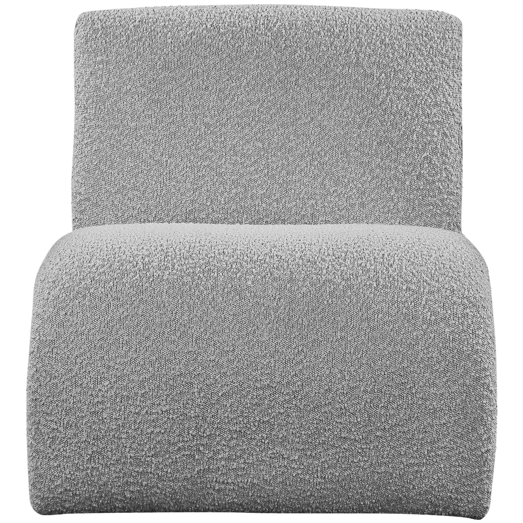 Meridian Mulberry Grey Boucle Fabric Accent Chair