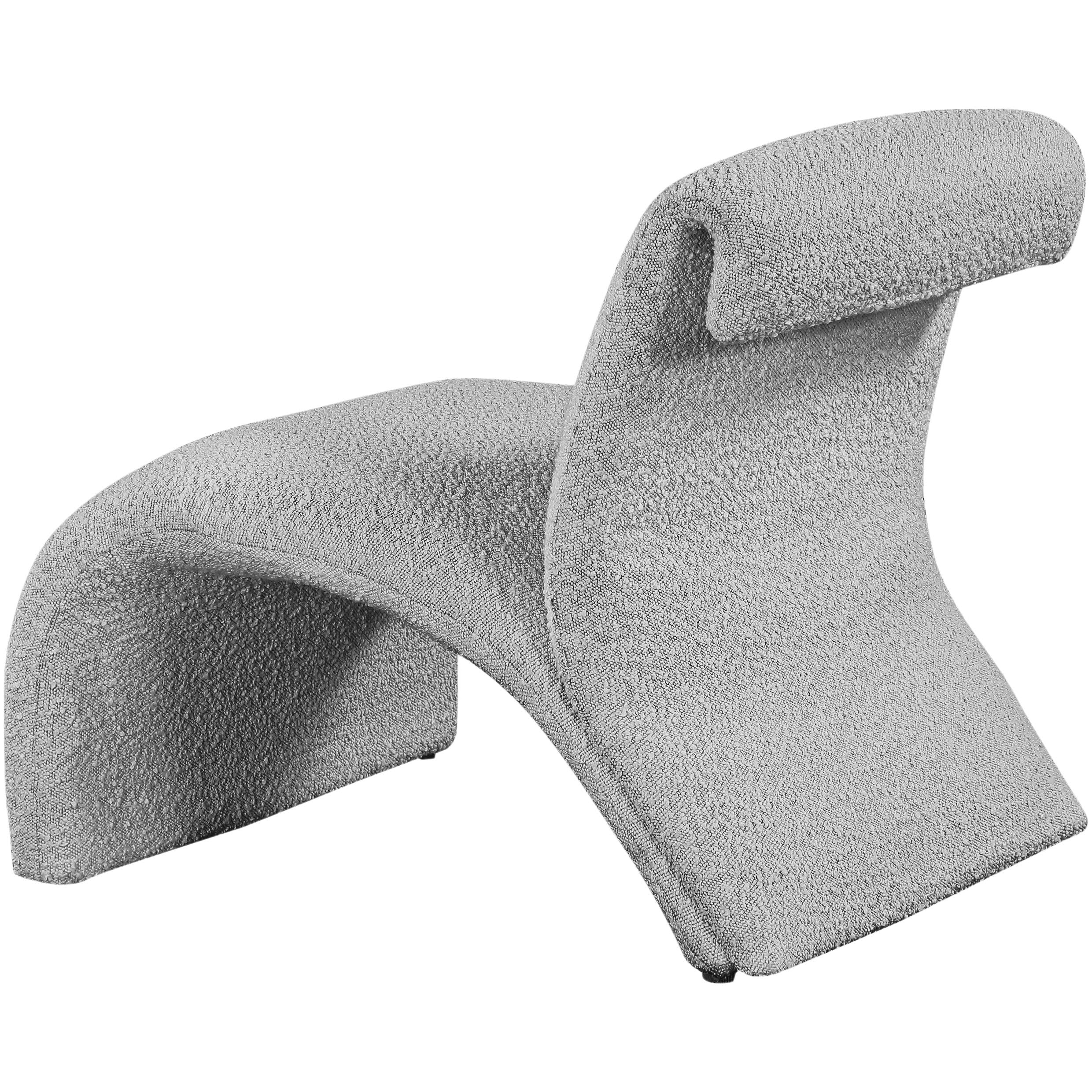 Meridian Mulberry Grey Boucle Fabric Accent Chair