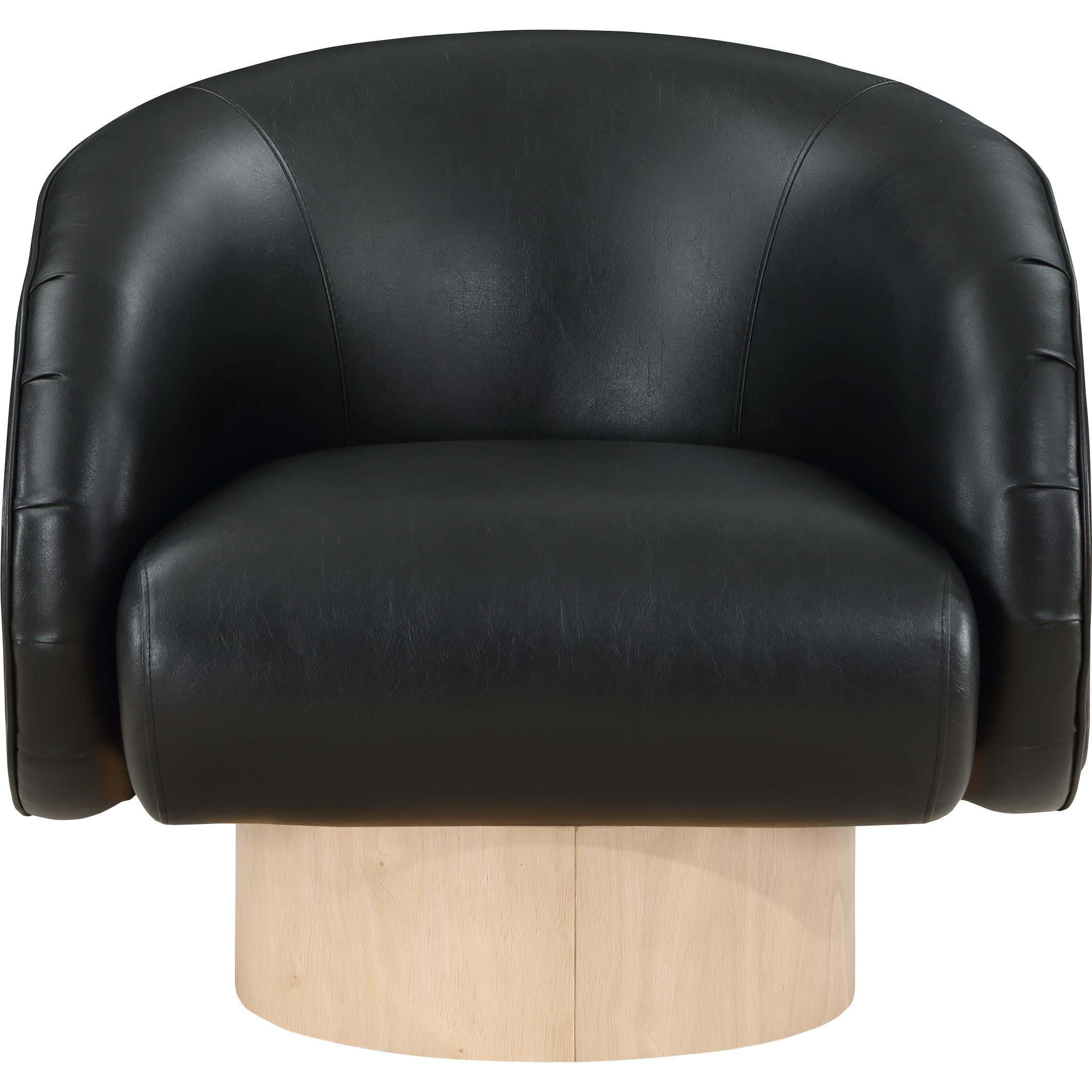 Meridian Gibson Black Vegan Leather Swivel Accent Chair